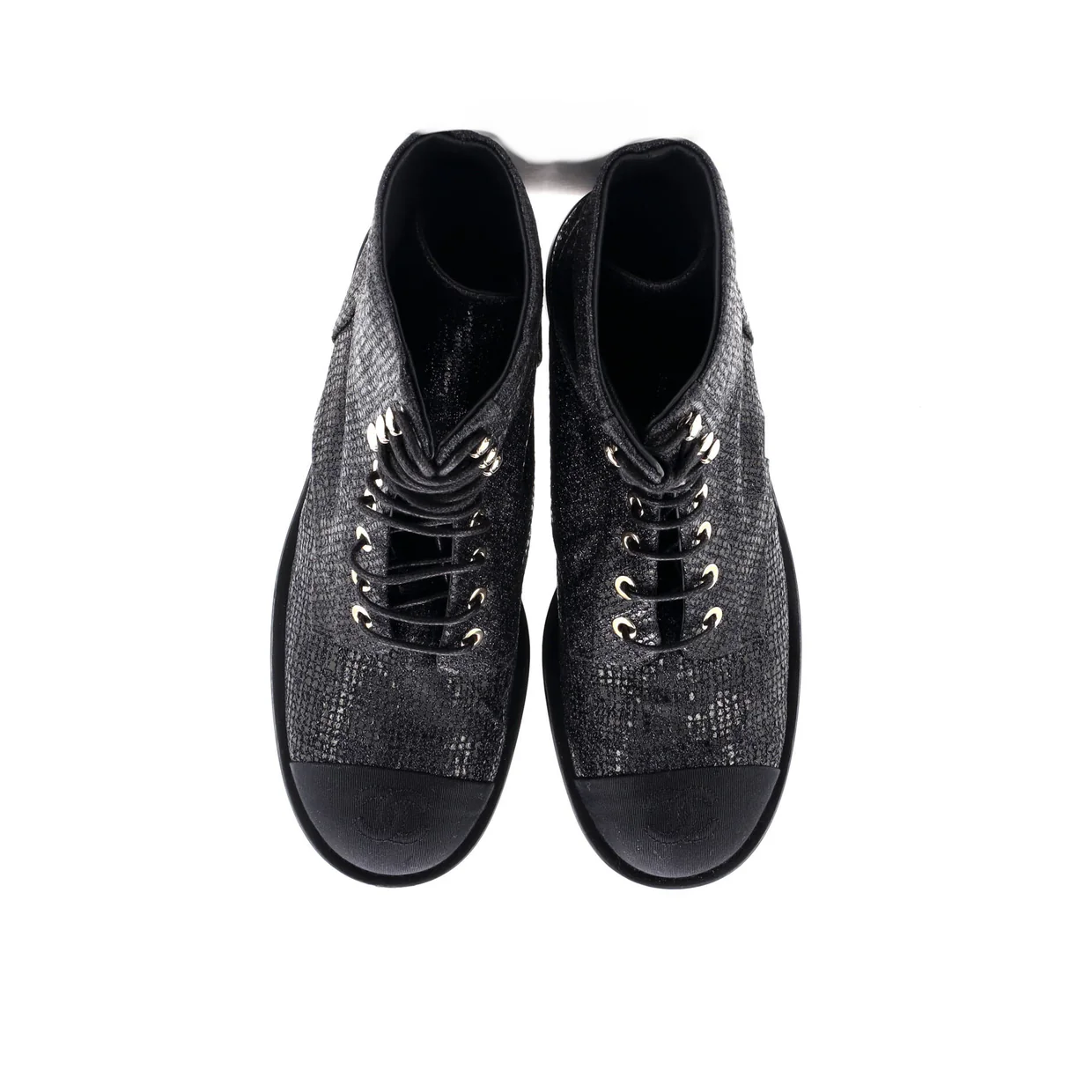 Women's CC Cap Toe Lace Up Combat Boots Fabric with Grosgrain - Deep Luxury