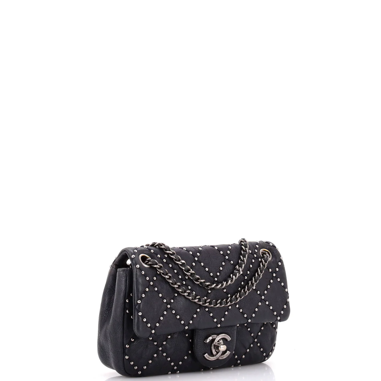 Paris-Dallas Metal Beauty Flap Bag Studded Quilted Distressed Calfskin Small - Deep Luxury