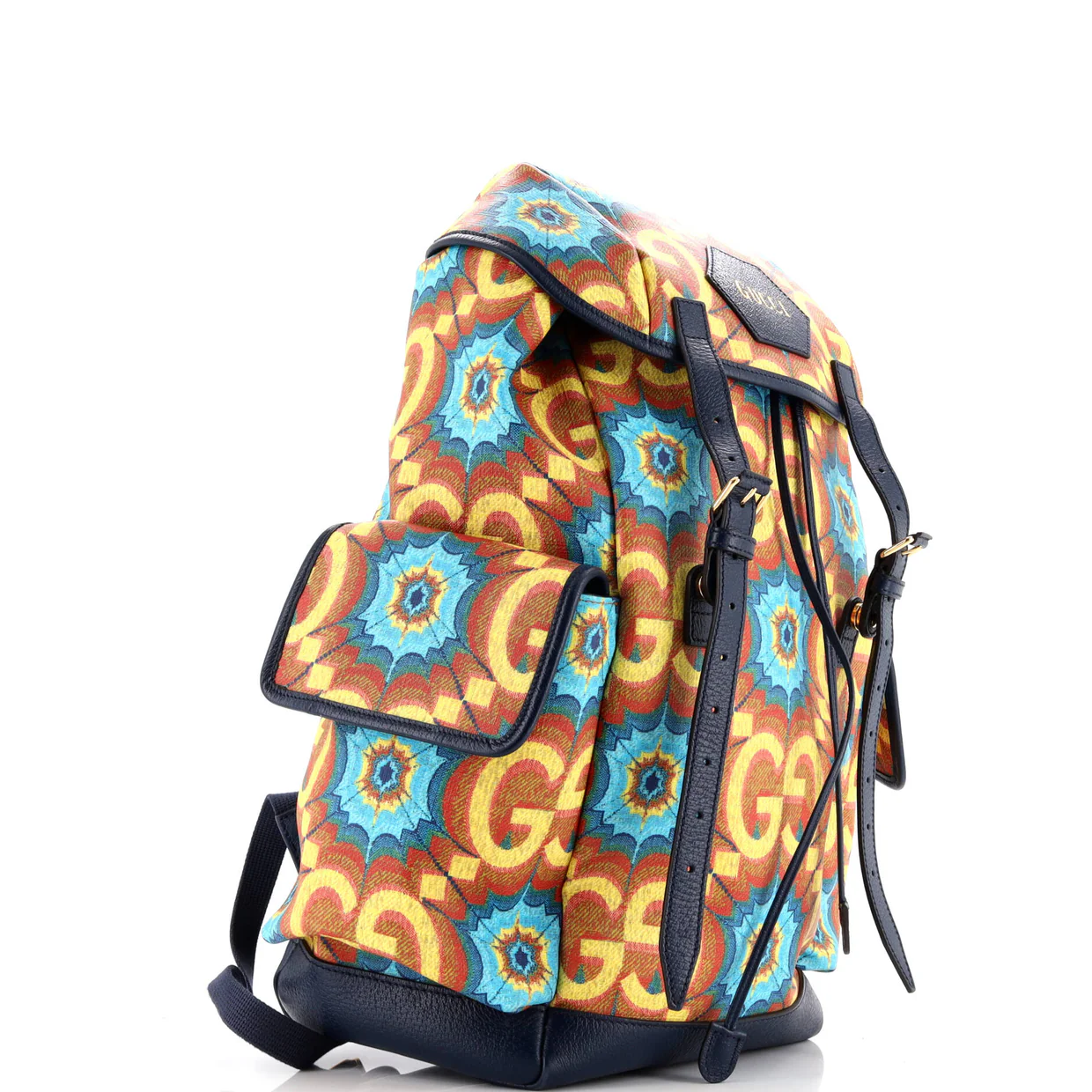 Double Pocket Belt Backpack Kaleidoscope Print GG Coated Canvas Large - Deep Luxury