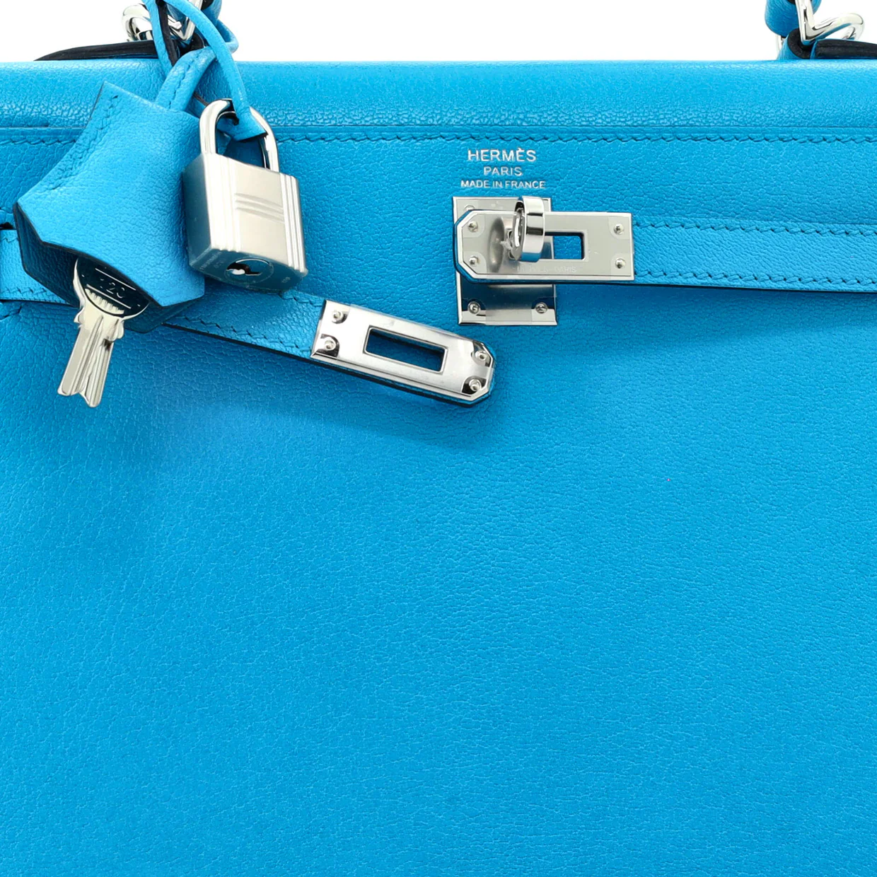 Kelly Handbag Bleu Frida Chevre Chamkila with Palladium Hardware 25 - Deep Luxury