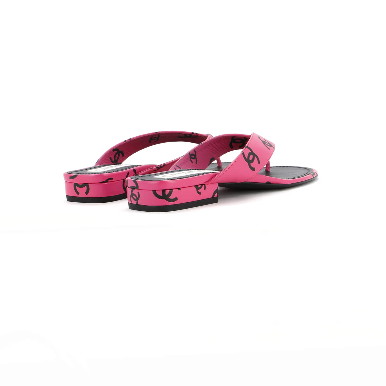 Women's CC Logo Thong Sandals Leather - Deep Luxury