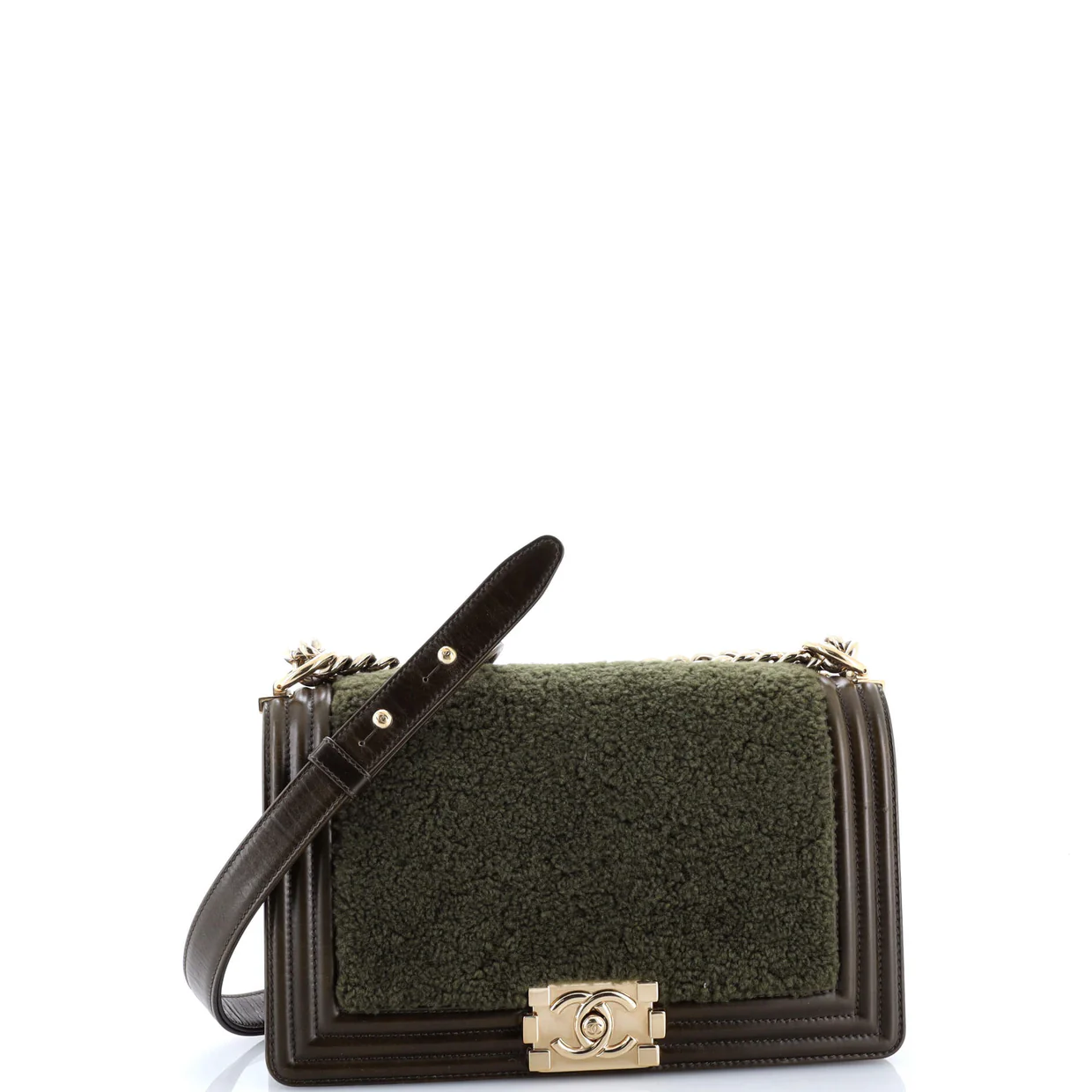 Boy Flap Bag Shearling with Leather Old Medium - Deep Luxury