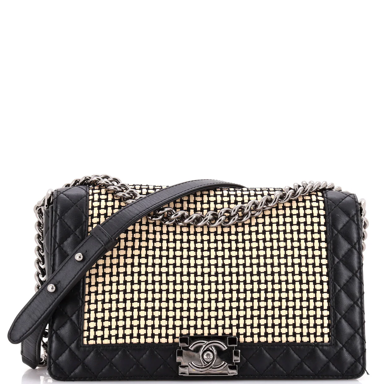 Reverso Boy Flap Bag Woven Calfskin Old Medium - Deep Luxury