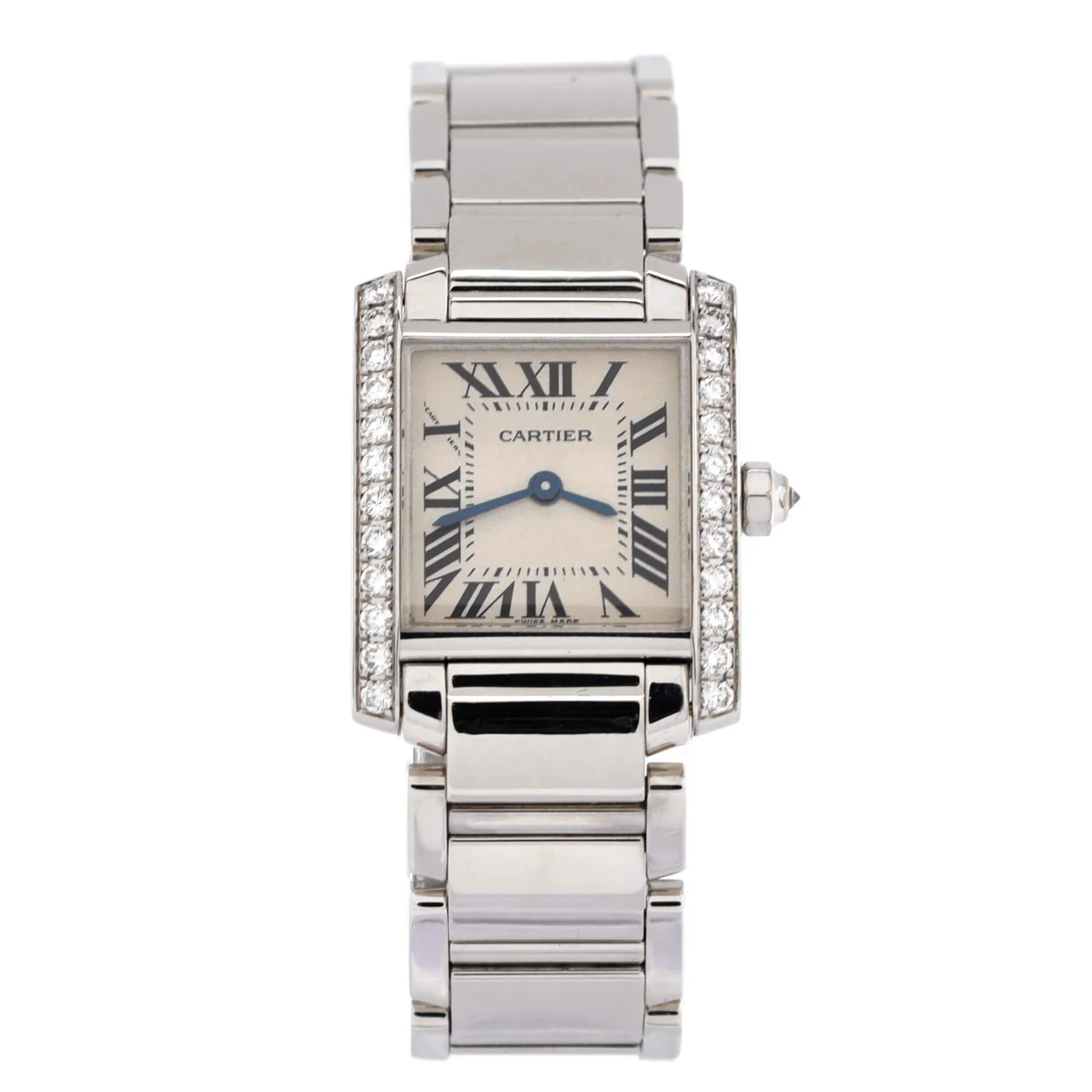 Tank Francaise Quartz Watch White Gold with Diamond Bezel 20 - Deep Luxury