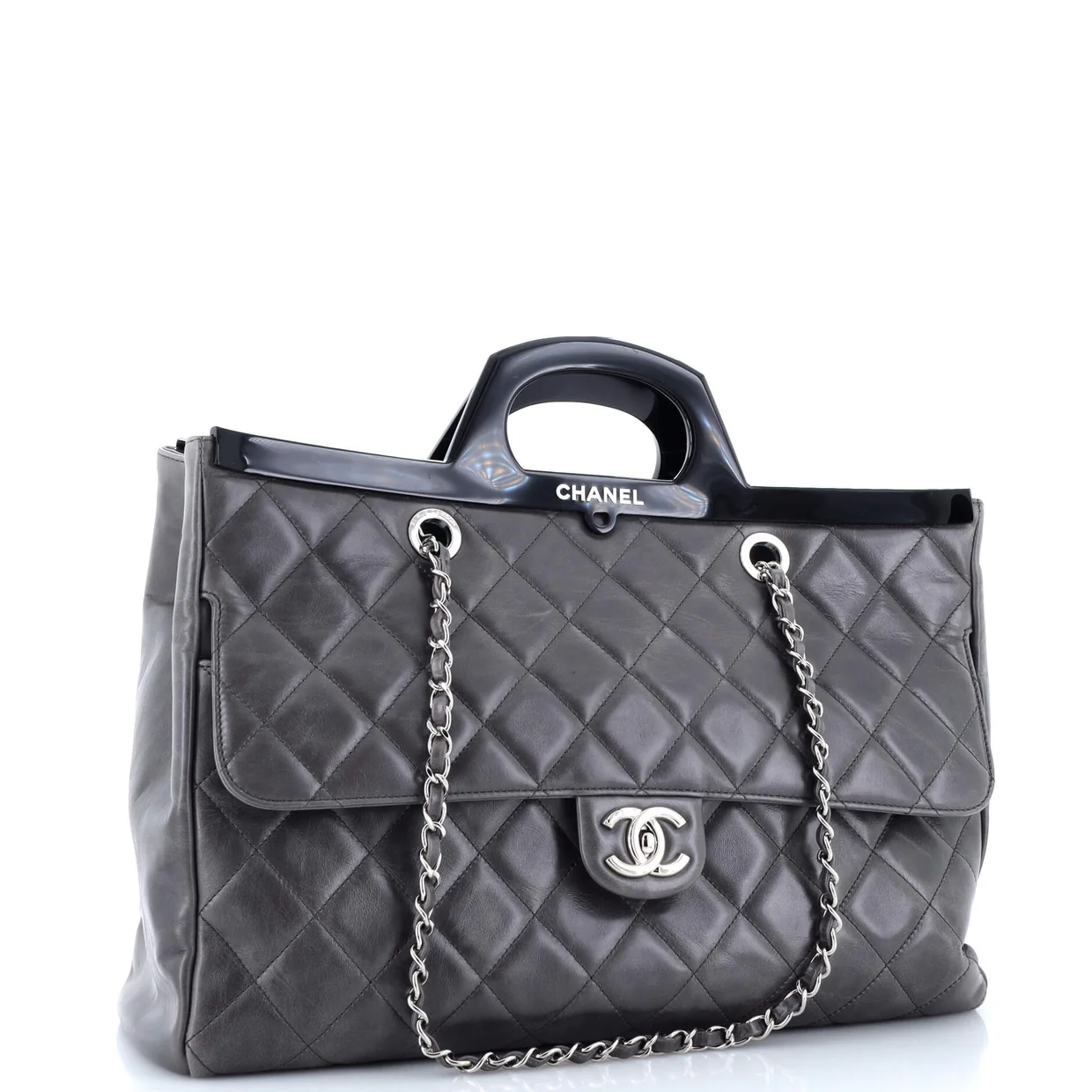 CC Delivery Tote Quilted Glazed Calfskin Large - Deep Luxury