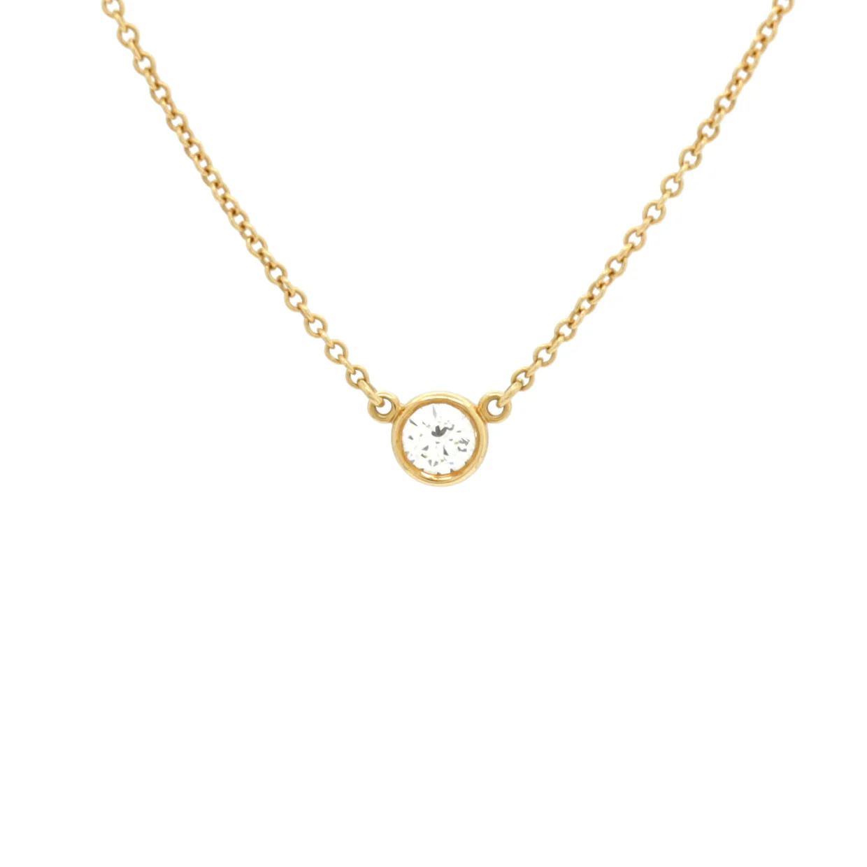 Elsa Peretti Diamonds By The Yard Pendant Necklace 18K Yellow Gold and Diamond 0.10-0.19CT - Deep Luxury