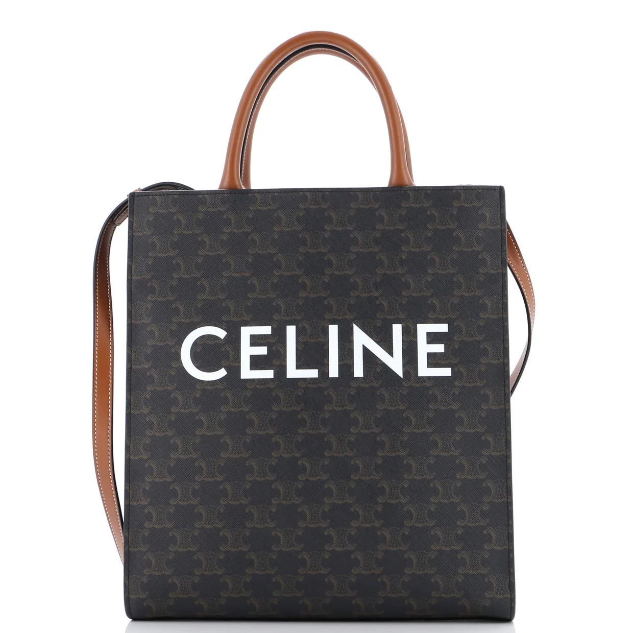 Vertical Cabas Tote Triomphe Coated Canvas Small - Deep Luxury