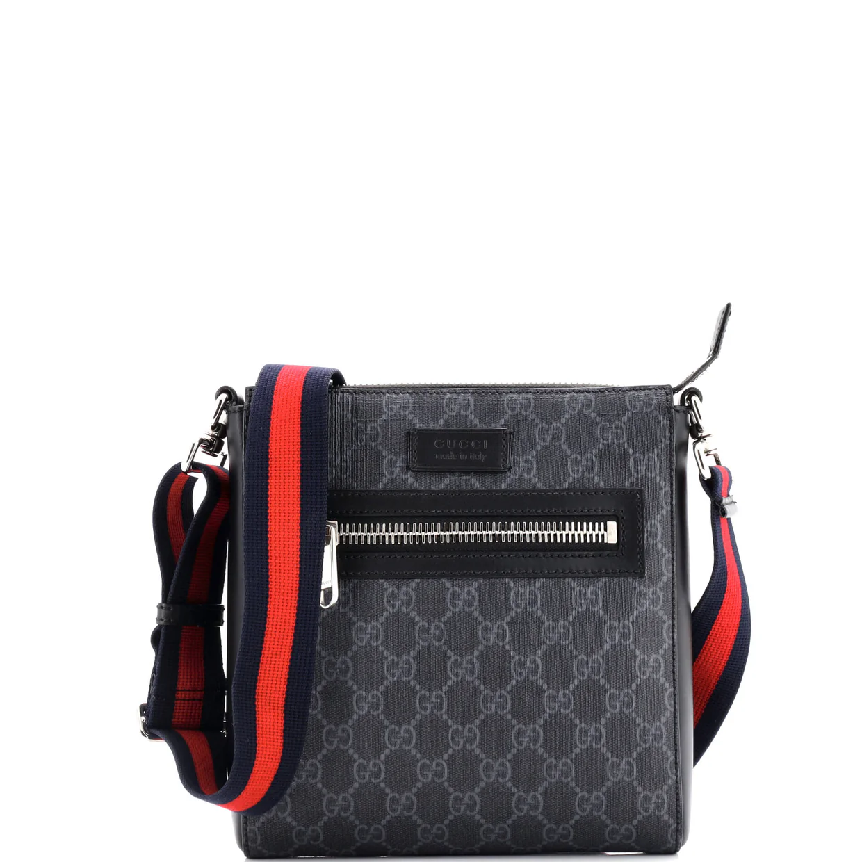 Web Strap Front Zip Messenger Bag GG Coated Canvas Small - Deep Luxury