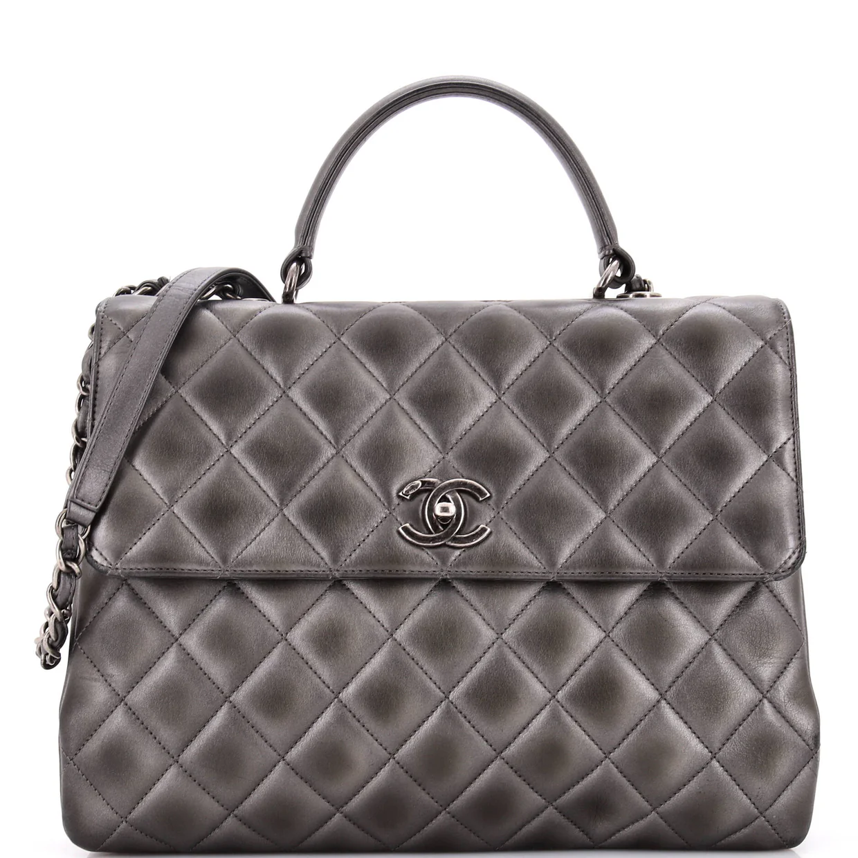 Trendy CC Top Handle Bag Quilted Lambskin Large - Deep Luxury