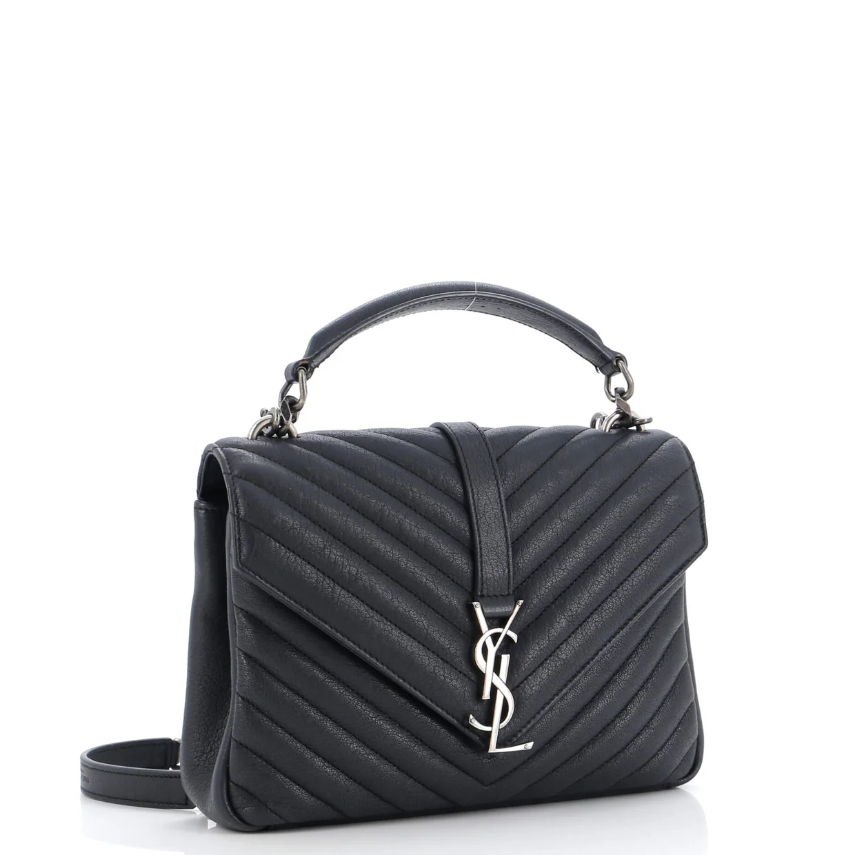 Classic Monogram College Bag Matelasse Chevron Leather Medium - Deep Luxury