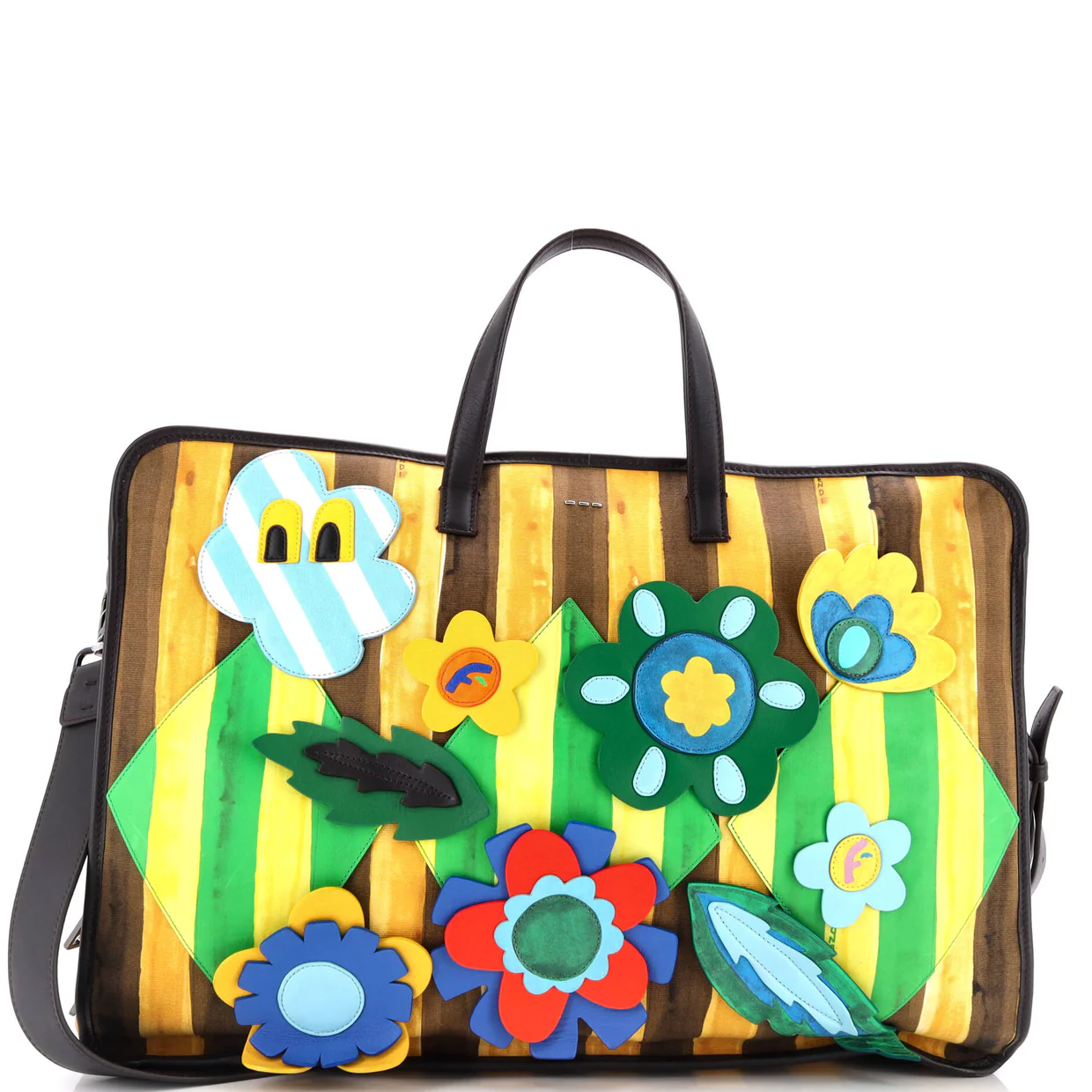 Flower Convertible Tote Pequin Canvas with Applique Large - Deep Luxury