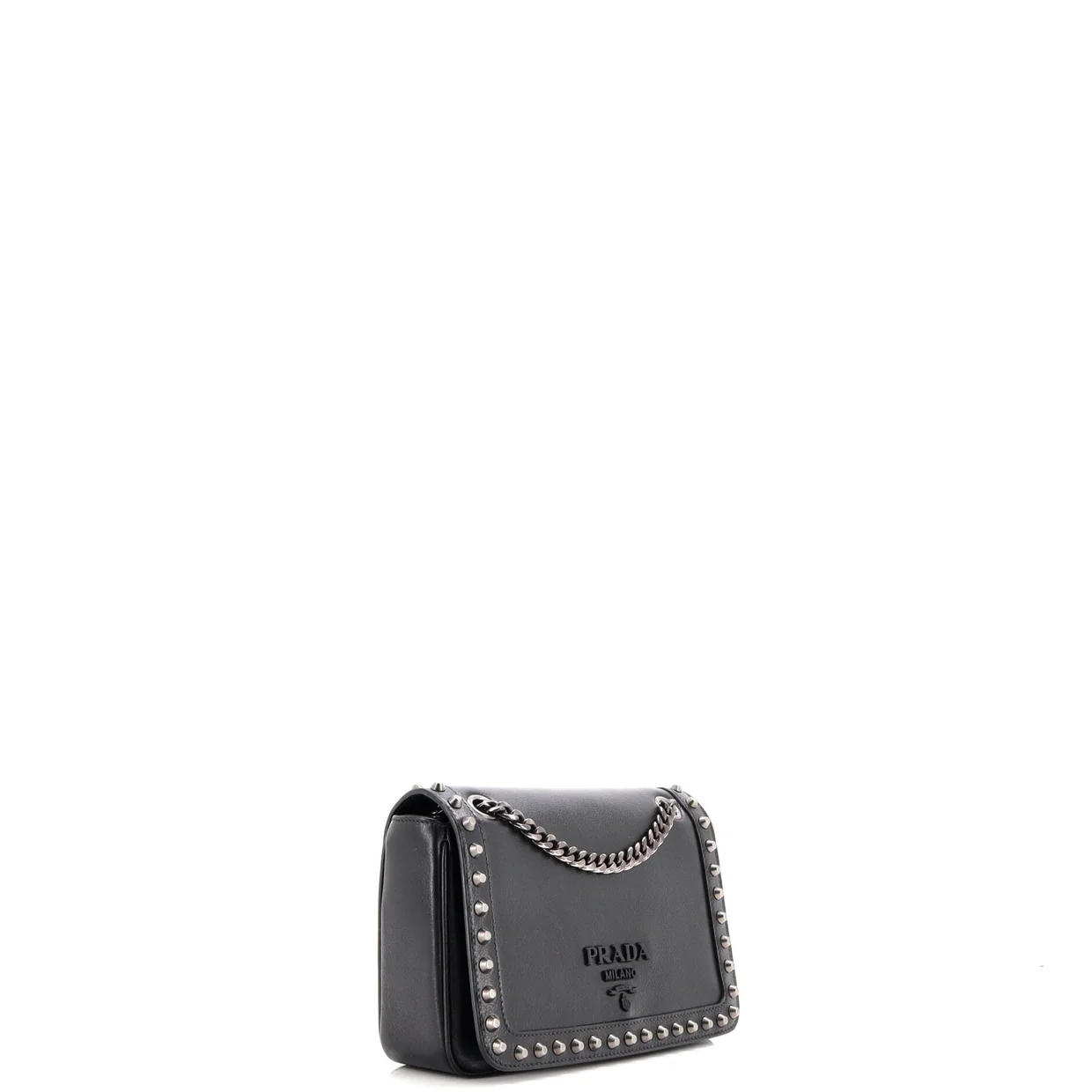 Chain Flap Bag Studded Glazed Calfskin Medium - Deep Luxury