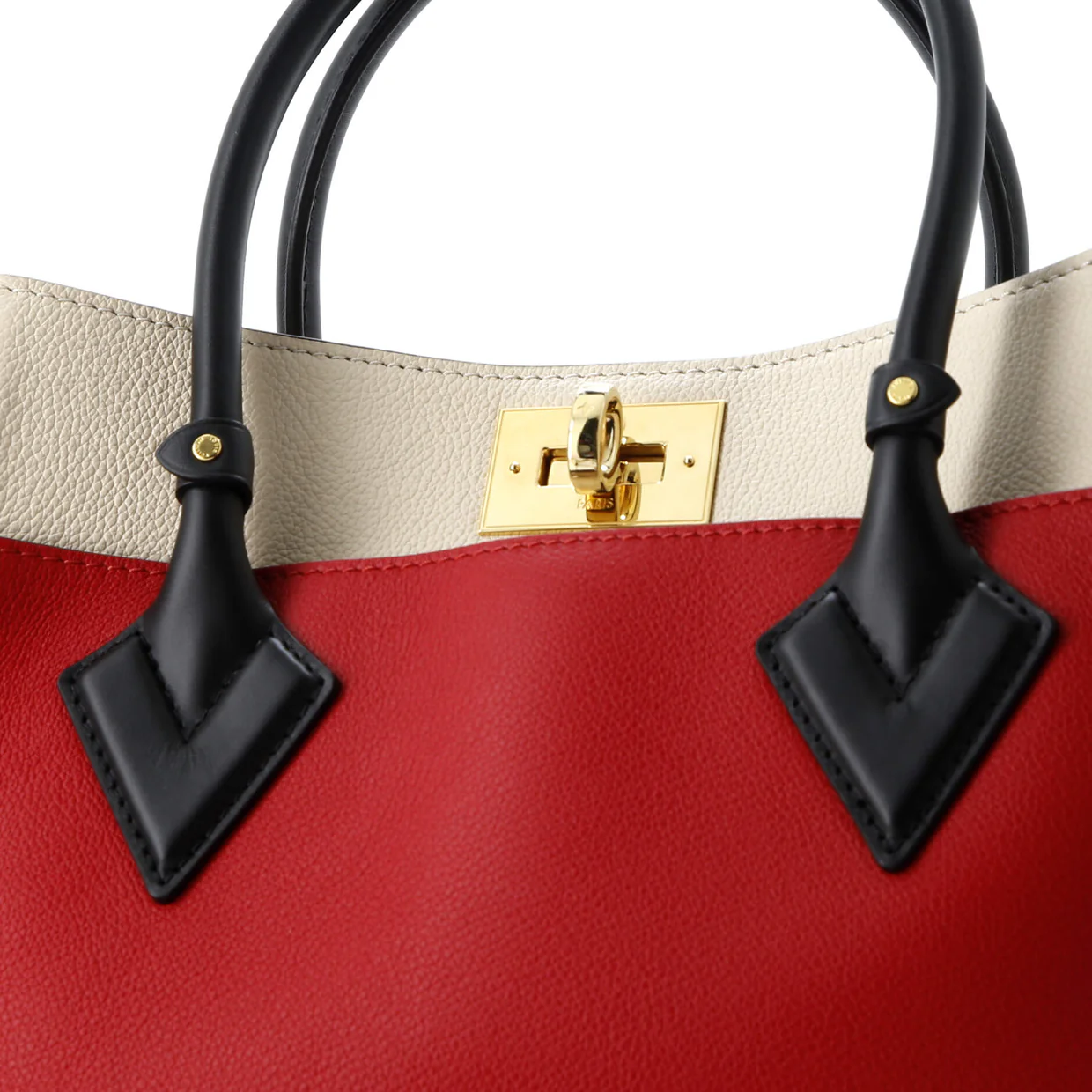 On My Side Tote Leather with Monogram Canvas MM - Deep Luxury