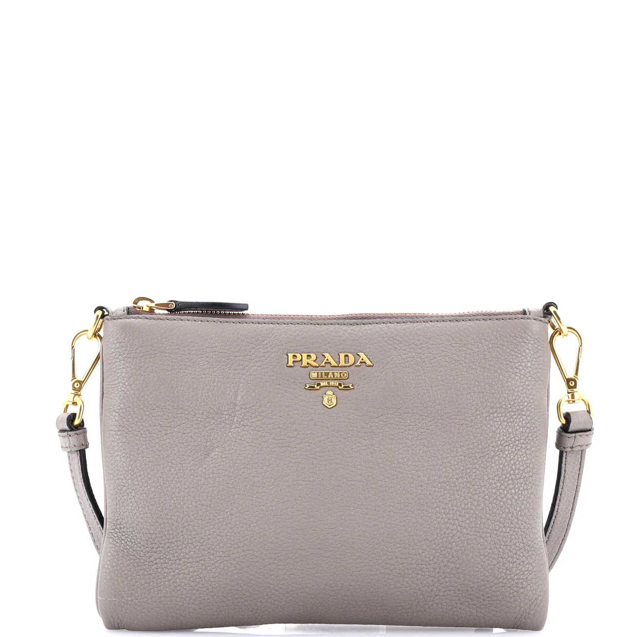 Flat Zip Crossbody Bag Vitello Daino Mini - Deep Luxury