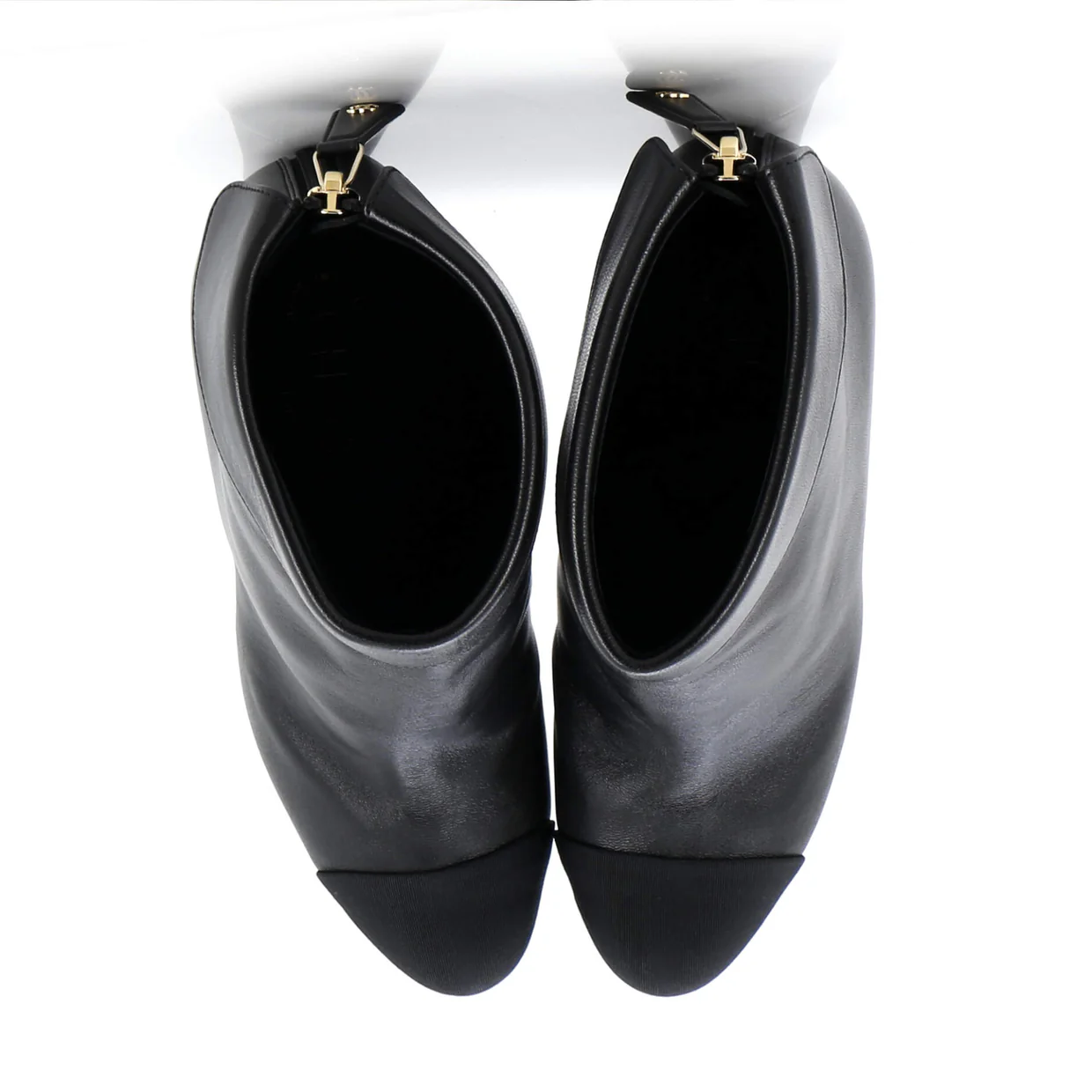 Women's Logo Cap Toe Fold Over Boots Leather with Grosgrain - Deep Luxury
