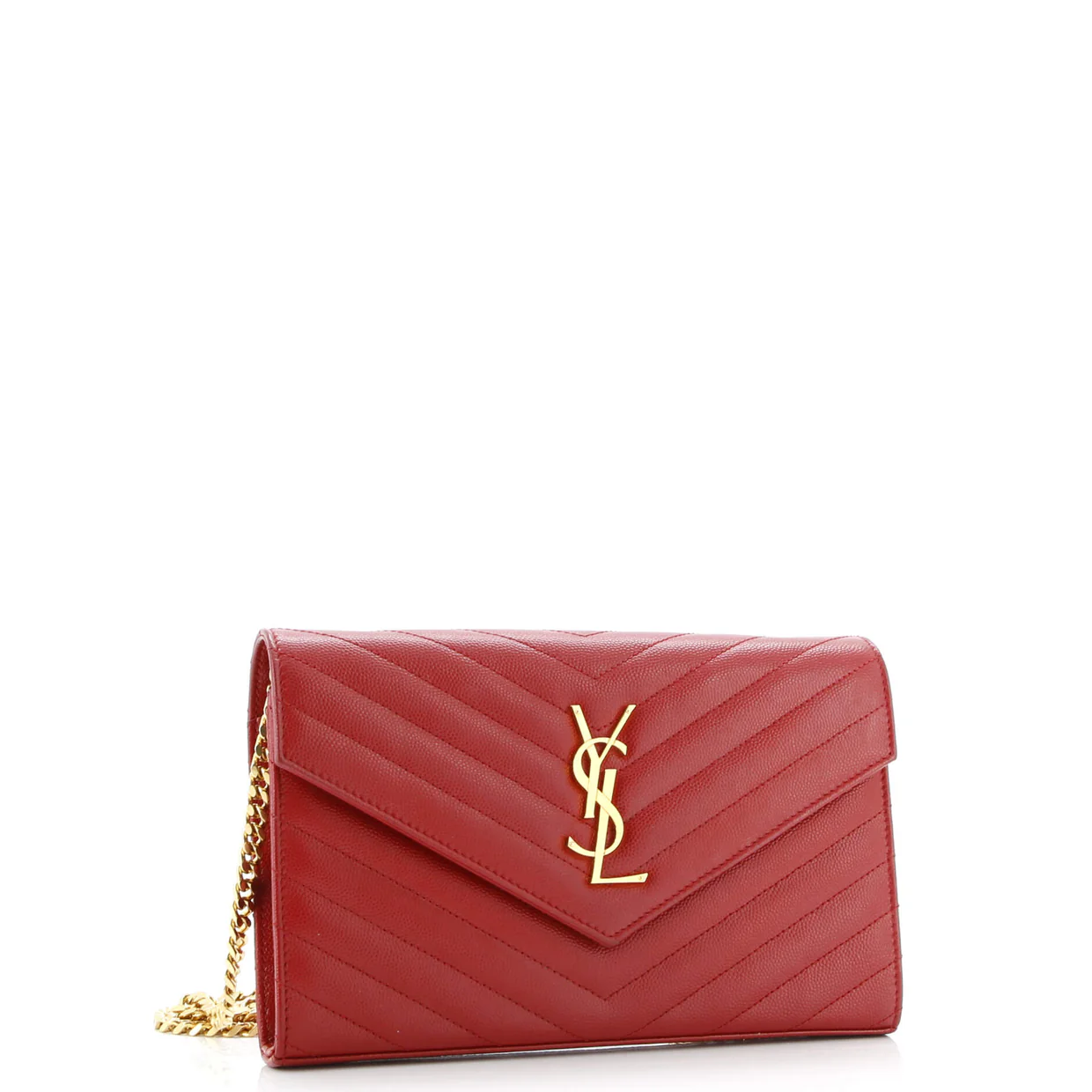 Classic Monogram Wallet on Chain Matelasse Chevron Leather Medium - Deep Luxury