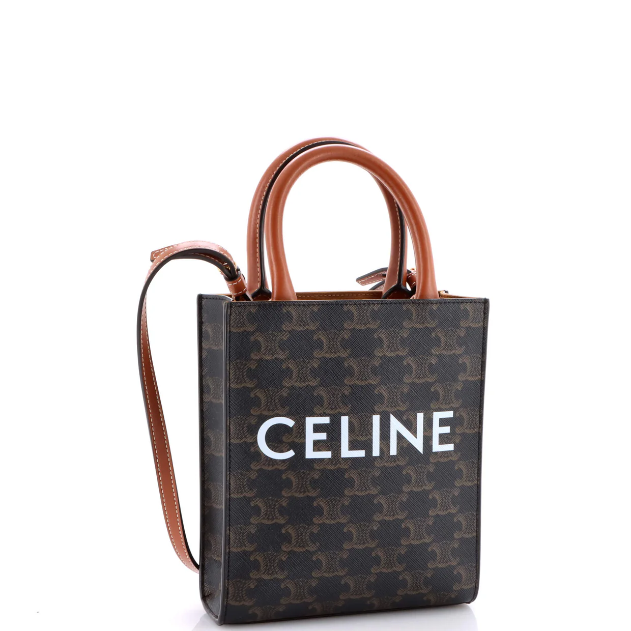Vertical Cabas Tote Triomphe Coated Canvas Mini - Deep Luxury