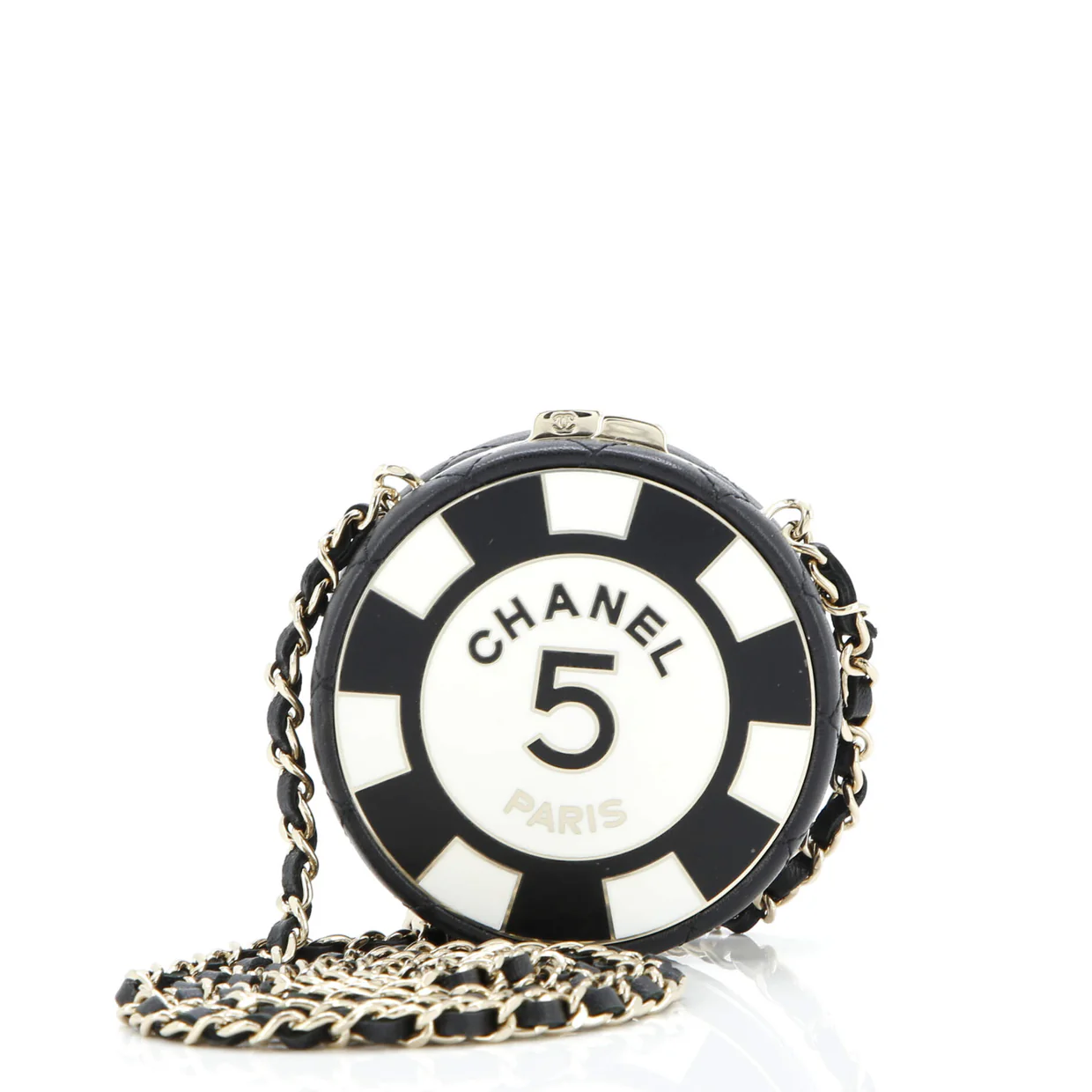 Poker Chip Clutch With Chain Quilted Lambskin with Enamel - Deep Luxury