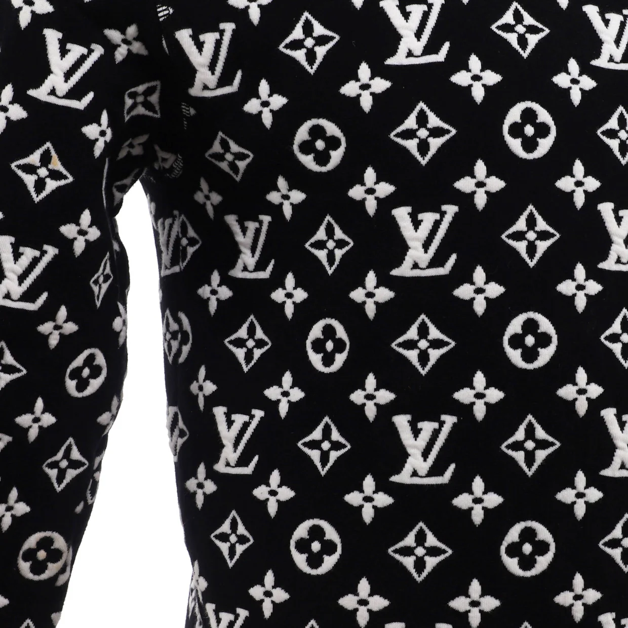 Men's Full Monogram Jacquard Crewneck Sweater Cotton Blend - Deep Luxury