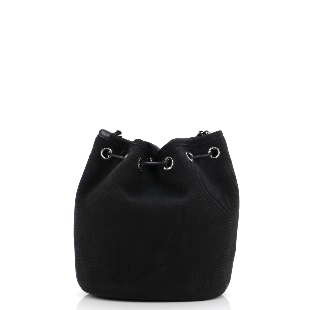 Deauville Drawstring Bucket Bag Pearl Embellished Canvas Small - Deep Luxury