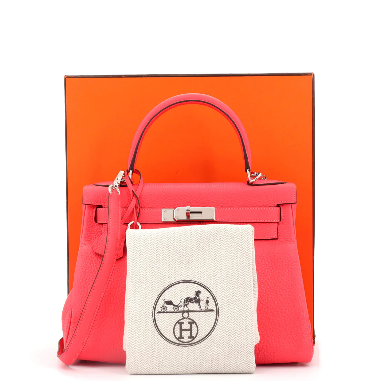 Kelly Handbag Rouge Pivoine Clemence with Palladium Hardware 28 - Deep Luxury