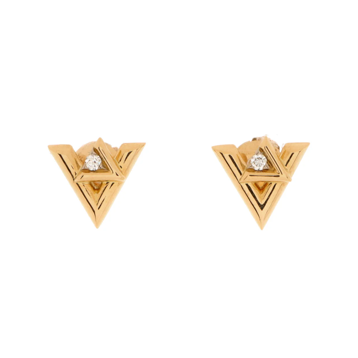LV Volt One Stud Earrings 18K Yellow Gold with Diamonds - Deep Luxury