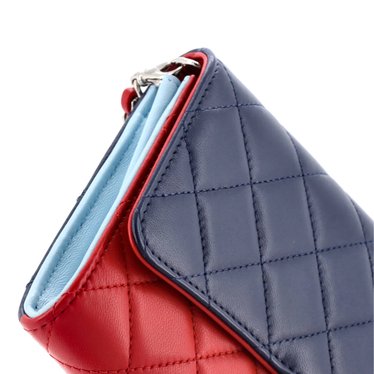 Wallet on Short Chain Quilted Lambskin - Deep Luxury