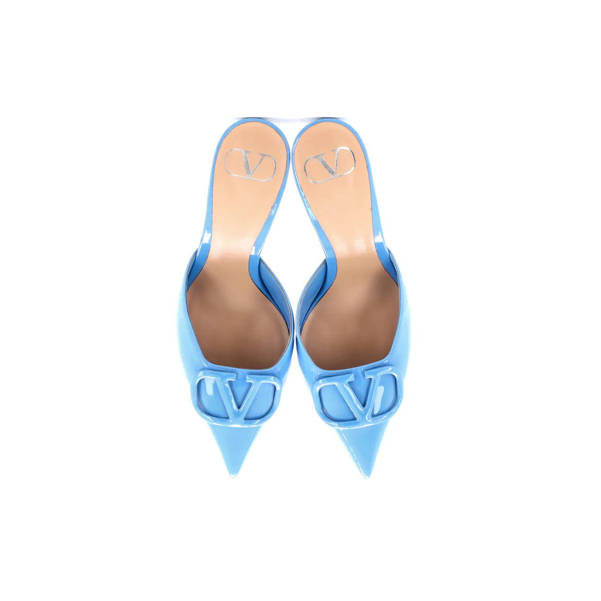 Women's VLogo Heeled Mules Patent 80 - Deep Luxury