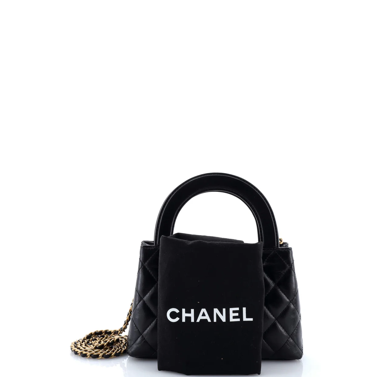 Kelly Top Handle Shopping Bag Quilted Shiny Aged Calfskin Mini - Deep Luxury