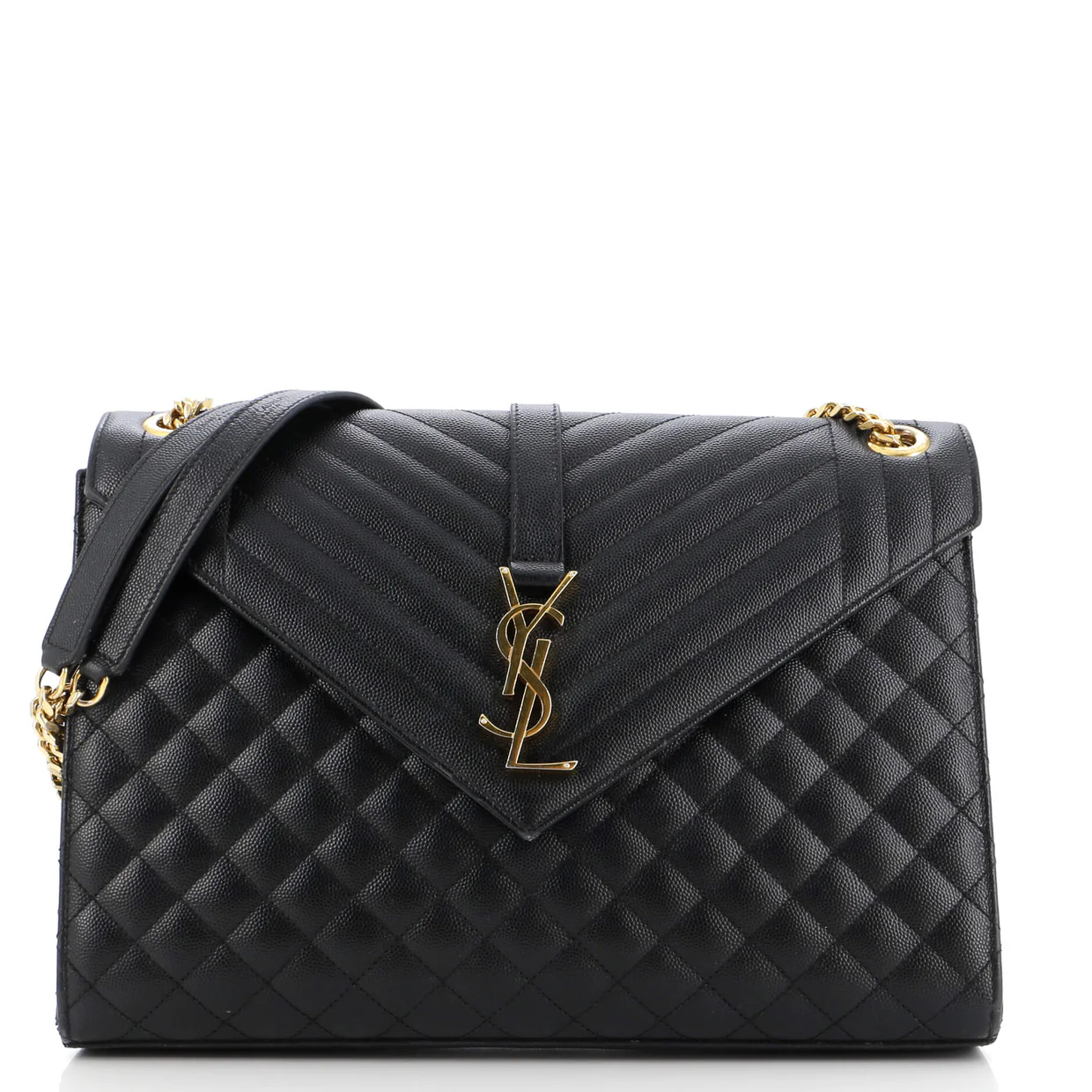 Classic Monogram Envelope Satchel Mixed Matelasse Leather Large - Deep Luxury