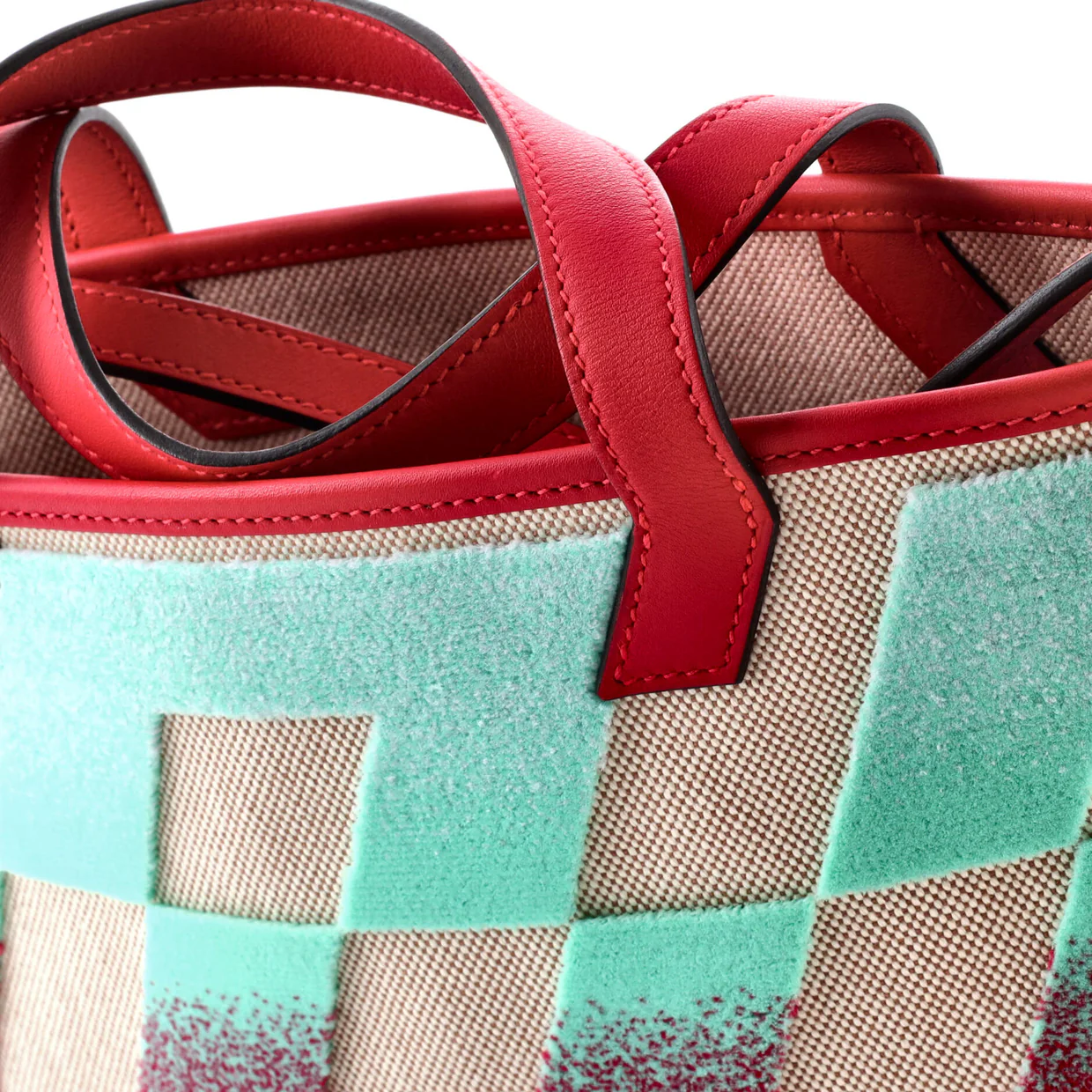 Cabas H en Biais Tote Tufted Motif Canvas with Leather 27 - Deep Luxury