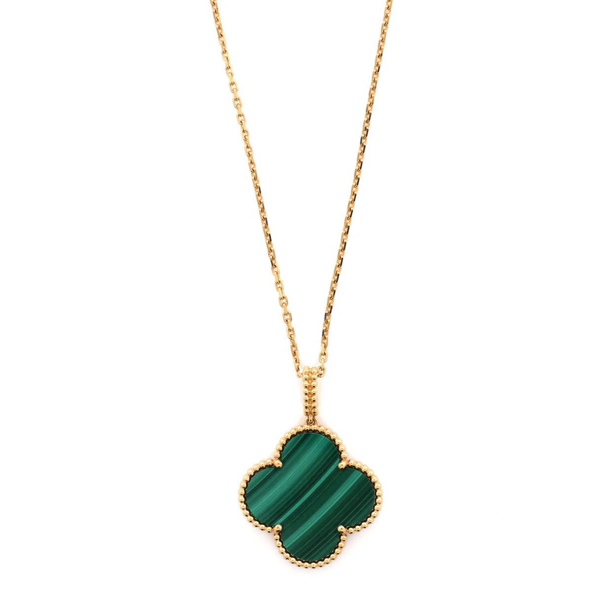 Magic Alhambra Pendant Necklace 18K Yellow Gold and Malachite - Deep Luxury