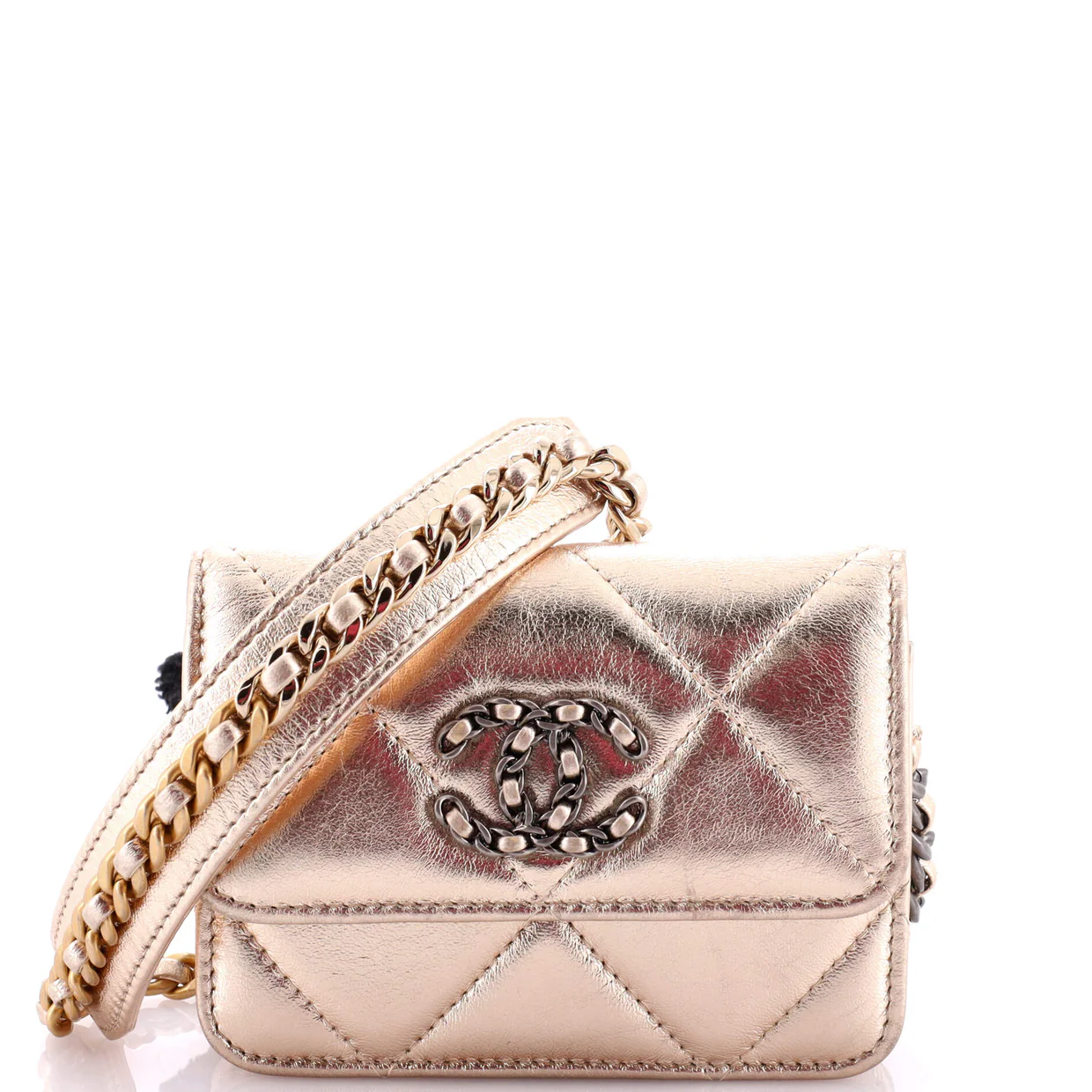 19 Flap Coin Purse With Chain Quilted Leather - Deep Luxury