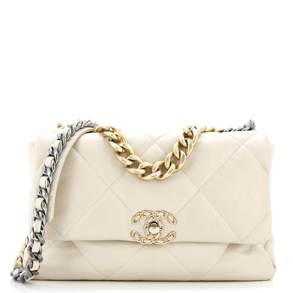 19 Flap Bag Quilted Leather Large - Deep Luxury