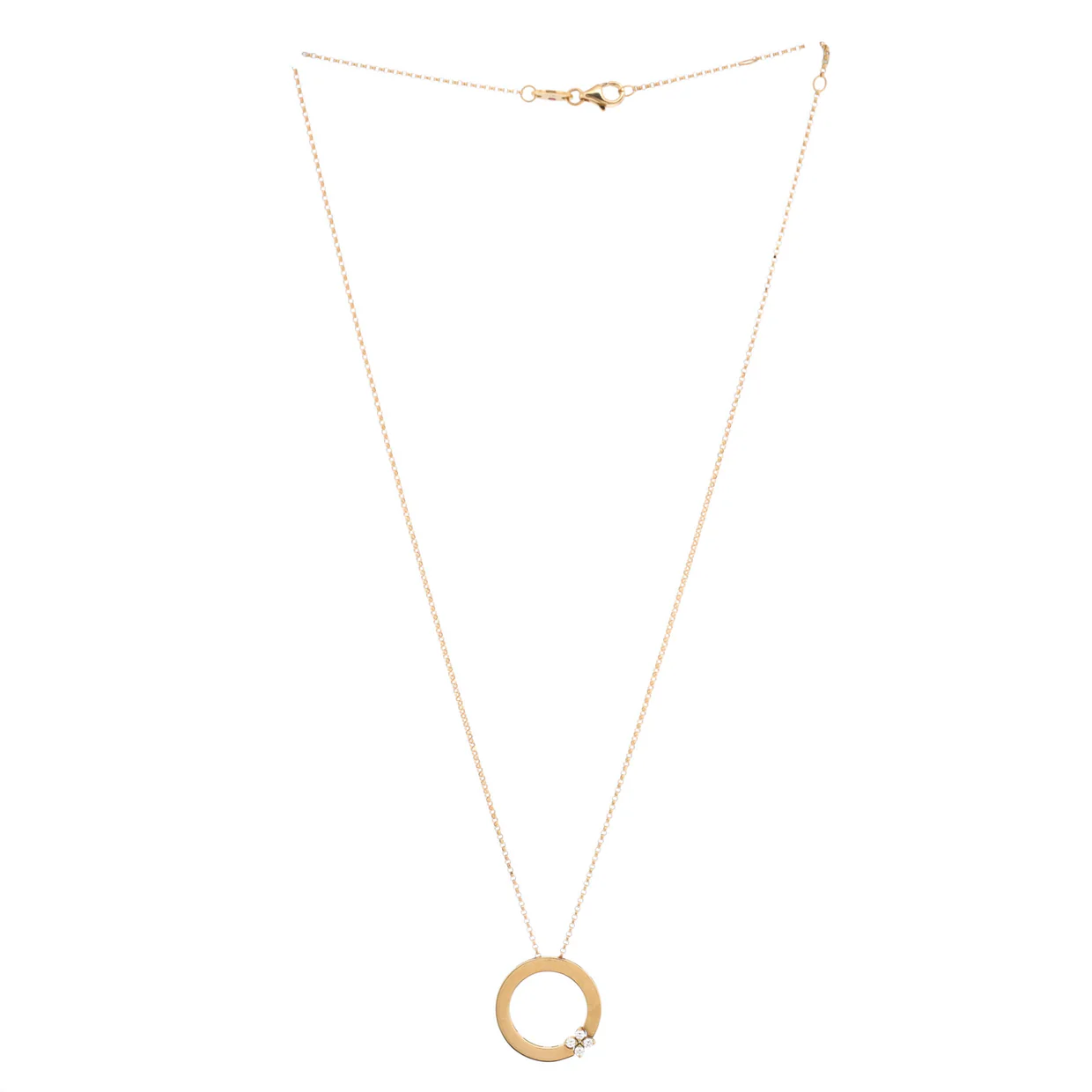 Love in Verona Circle Pendant Necklace 18K Yellow Gold with Diamonds - Deep Luxury