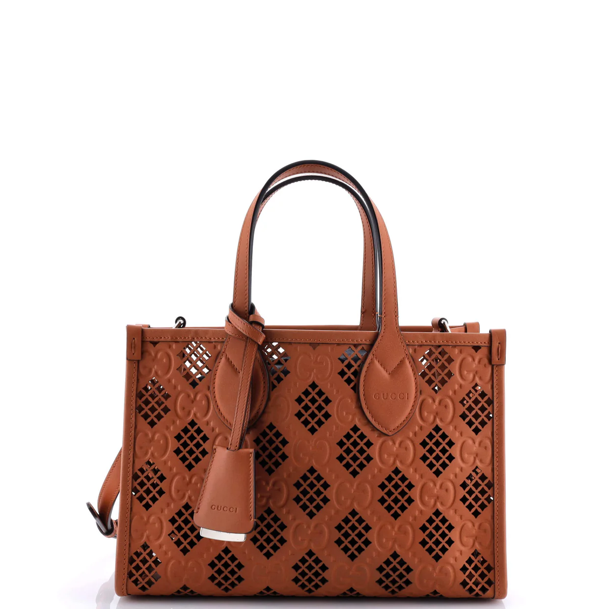 Convertible Tote GG Debossed Laser Cut Leather Small - Deep Luxury