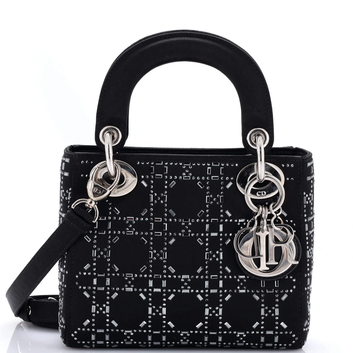 Lady Dior Bag Crystal Embellished Cannage Quilt Satin Mini - Deep Luxury