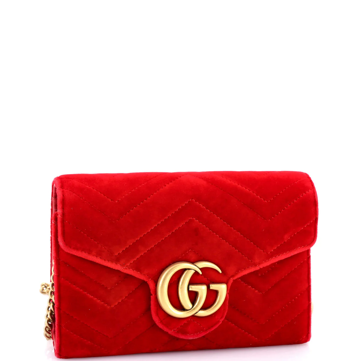 GG Marmont Chain Wallet Matelasse Velvet Mini - Deep Luxury