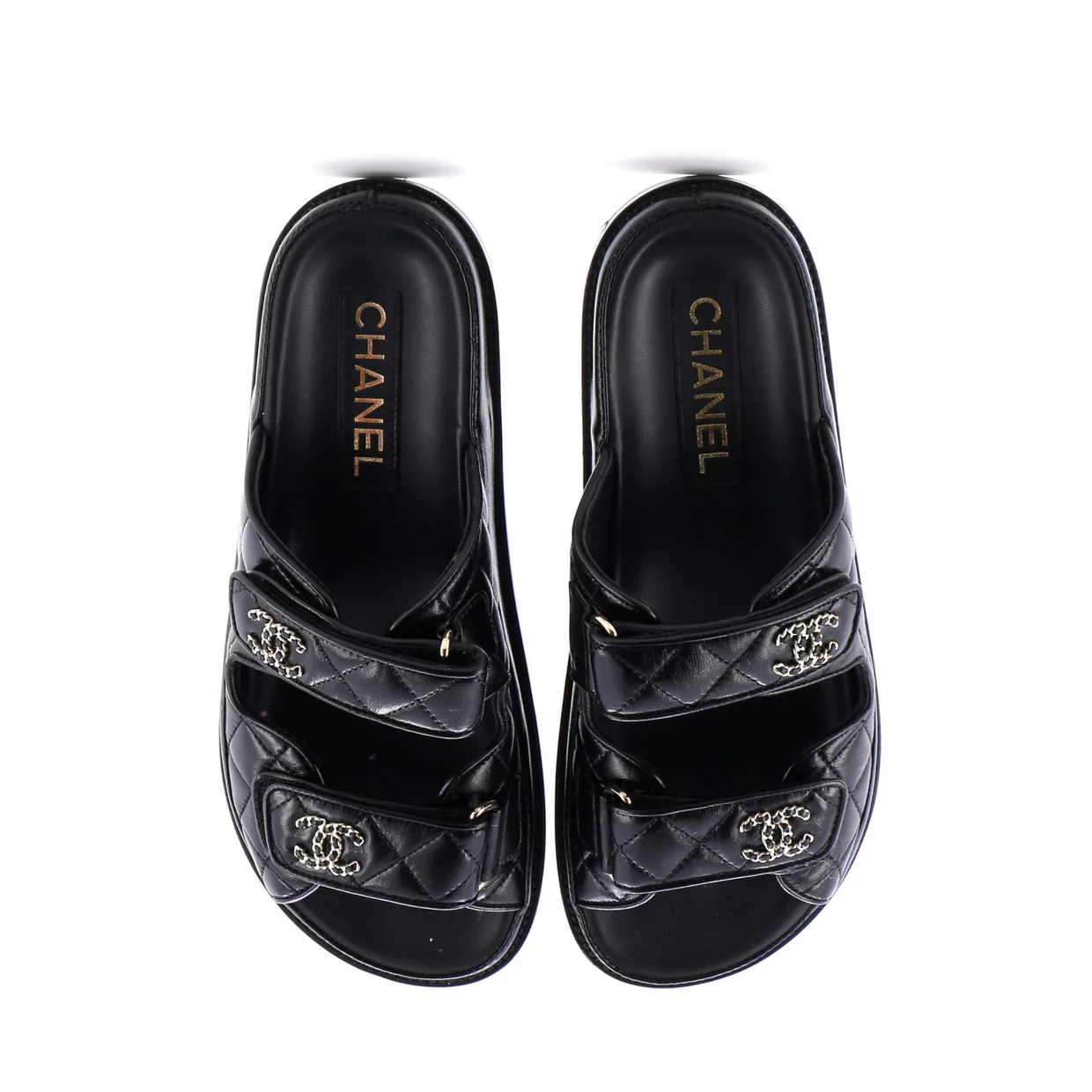 Women's Velcro Open Back Dad Sandals Quilted Leather - Deep Luxury