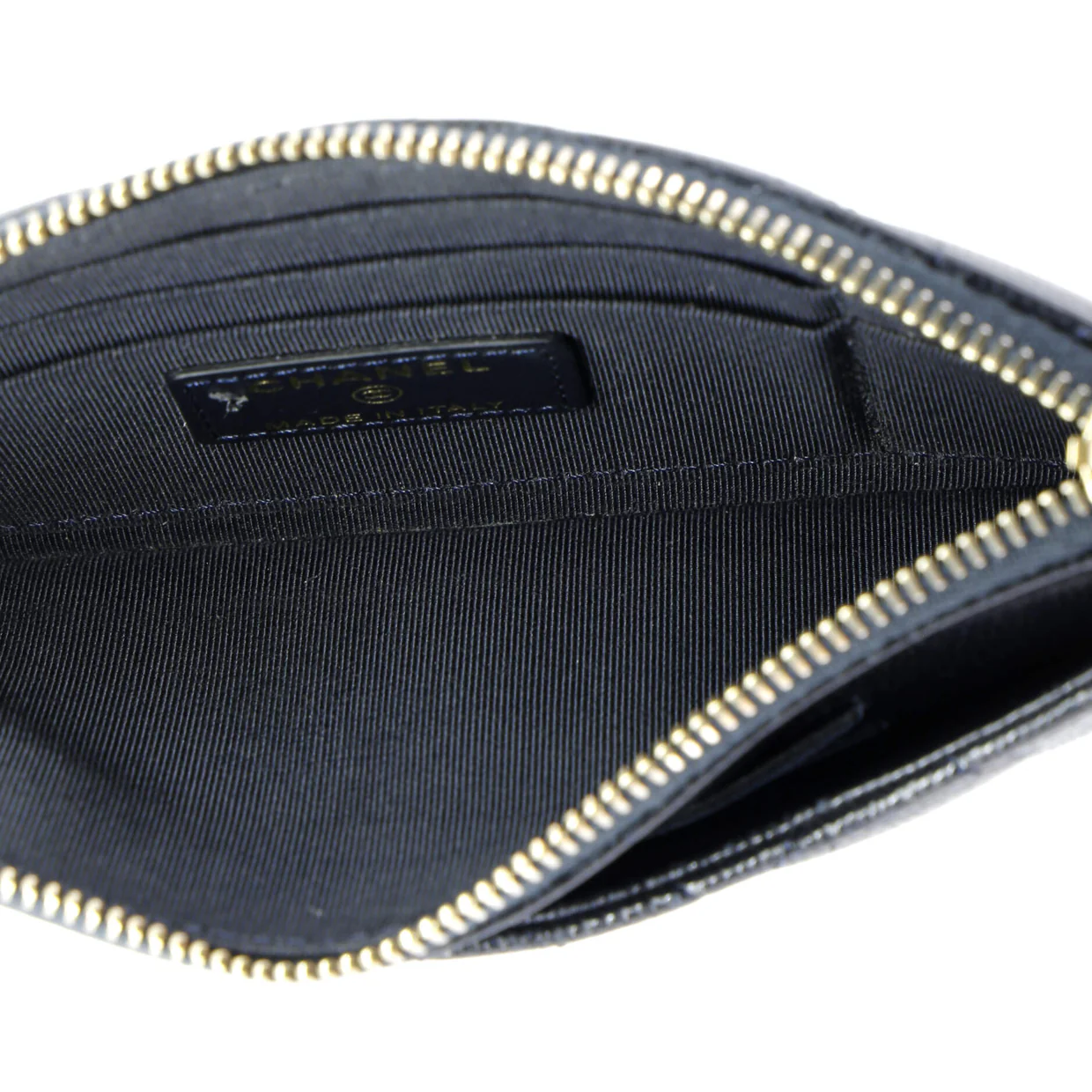Classic Zip Pouch Quilted Caviar Long - Deep Luxury