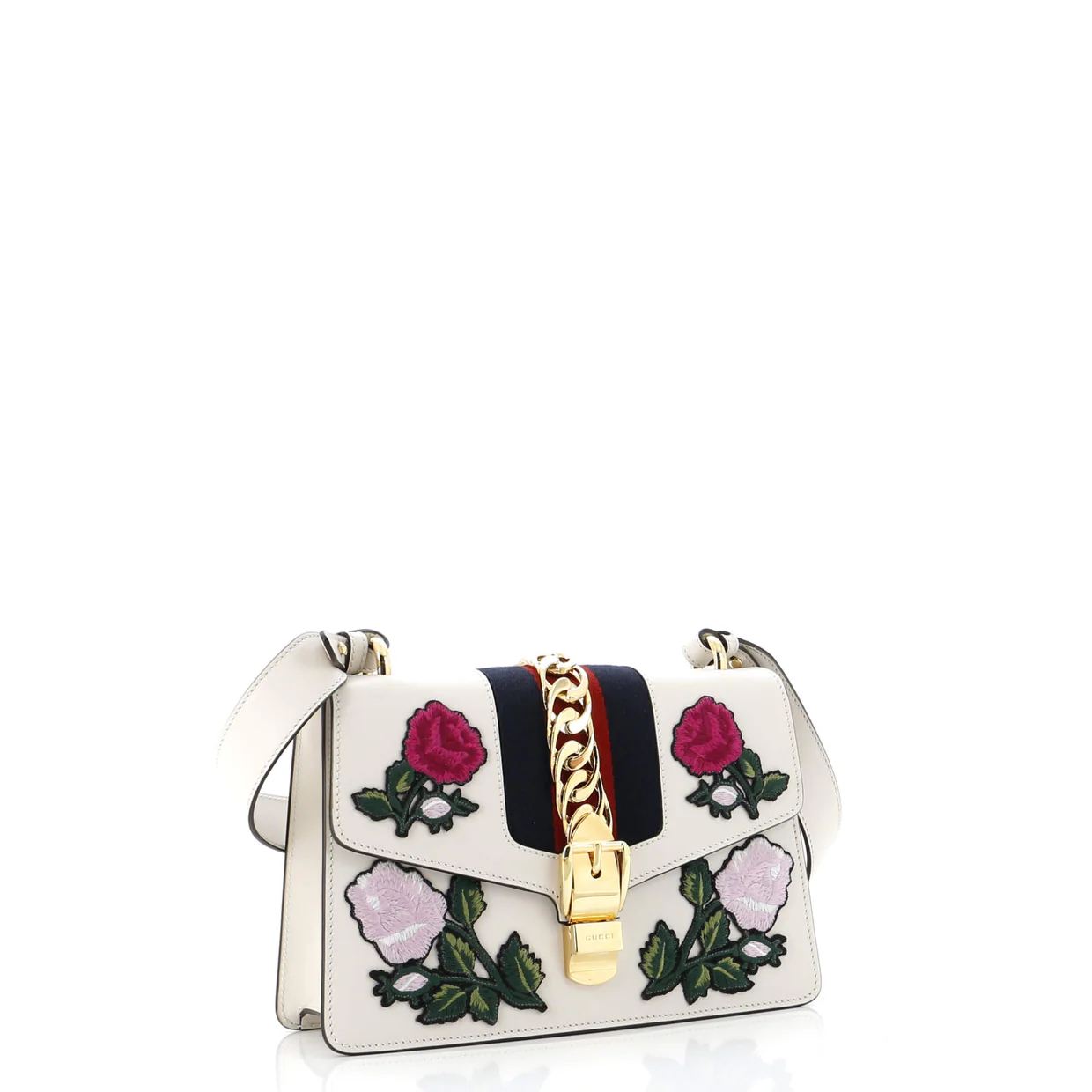 Sylvie Shoulder Bag Embroidered Leather Small - Deep Luxury