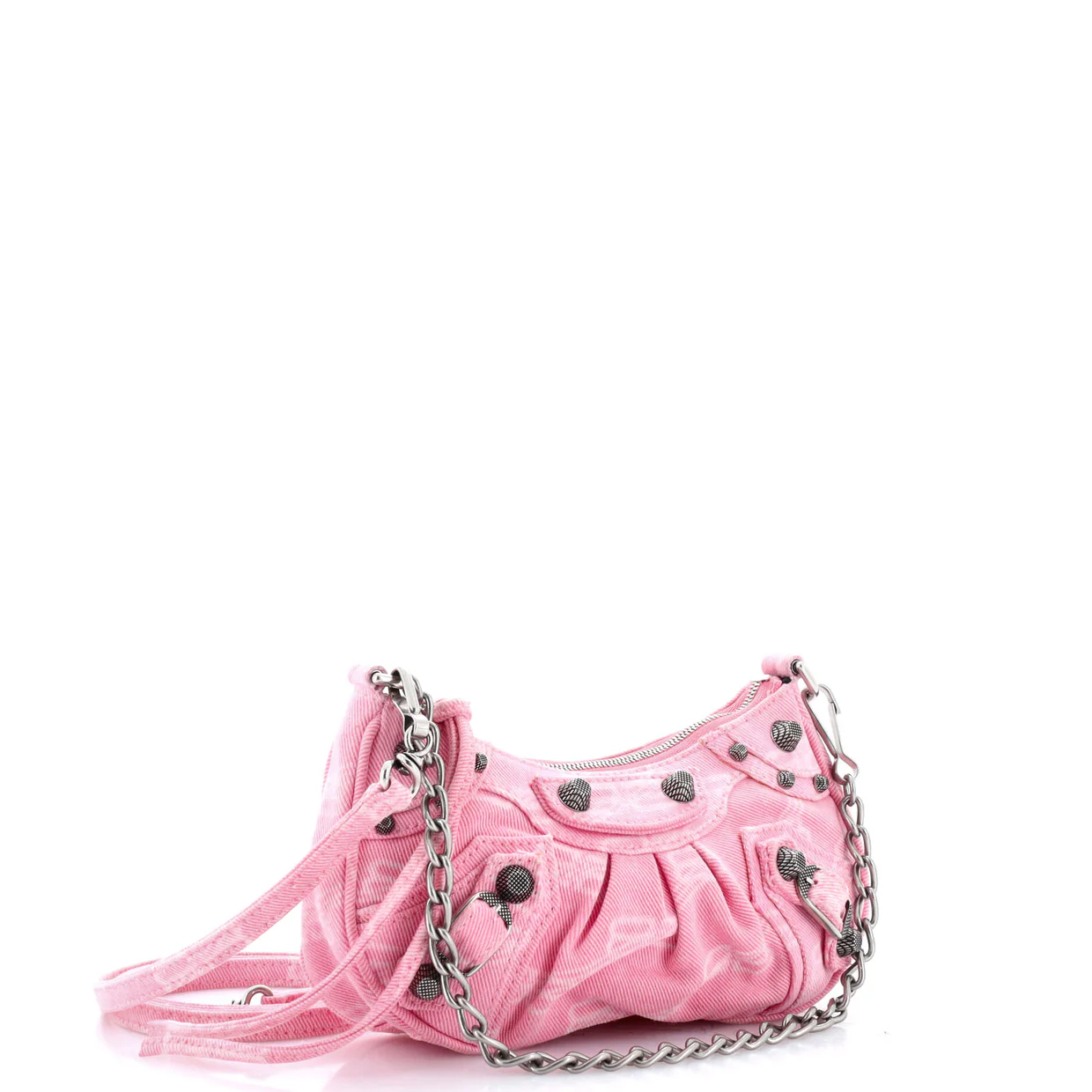 Le Cagole Giant Studs Shoulder Bag BB Monogram Denim Mini - Deep Luxury