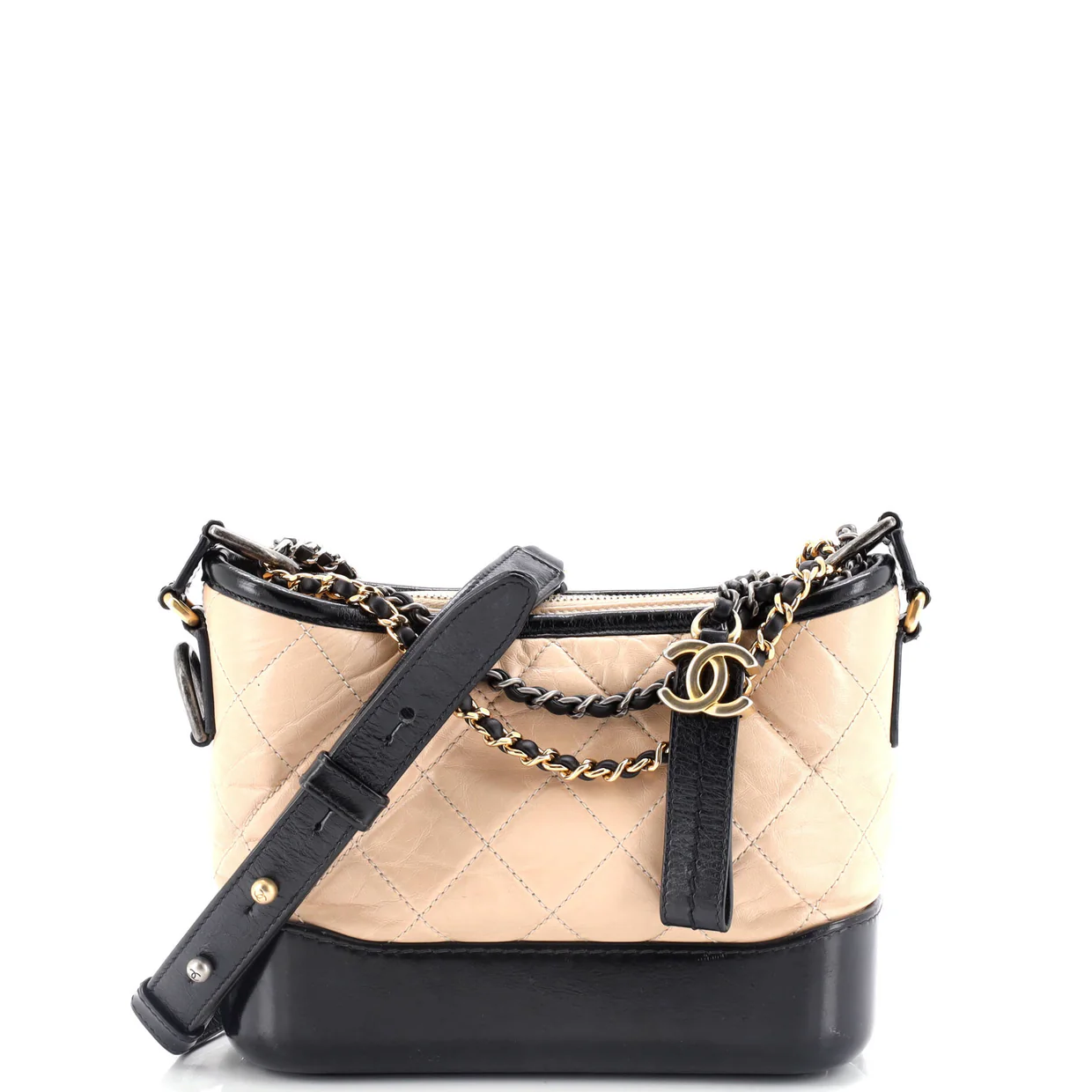 Bicolor Gabrielle Hobo Quilted Aged Calfskin Small - Deep Luxury