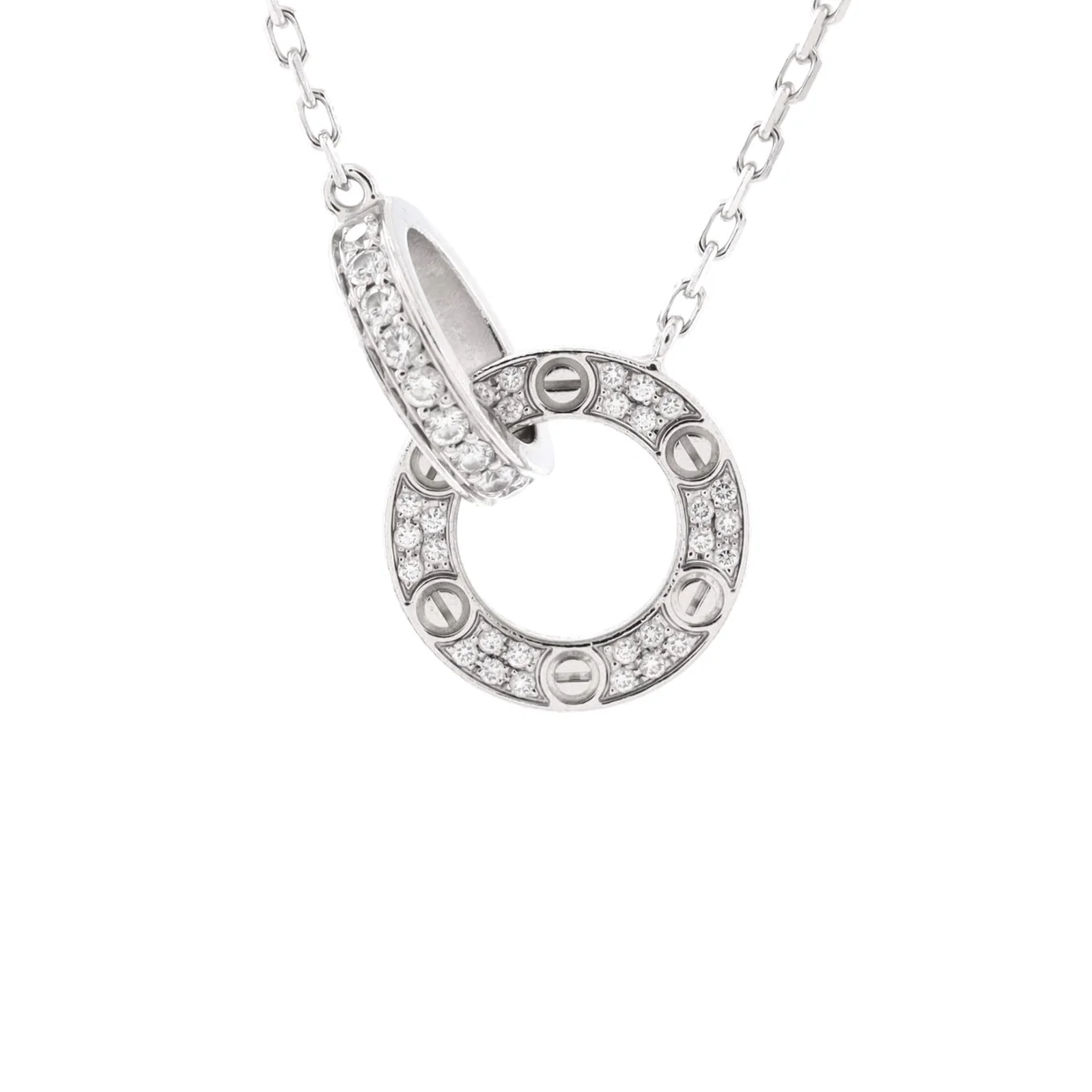 Love Interlocking Pave Necklace 18K White Gold and Diamonds - Deep Luxury