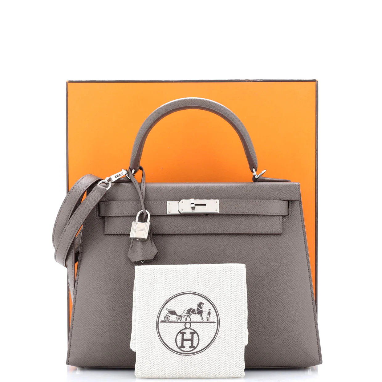 Kelly Handbag Grey Epsom with Palladium Hardware 28 - Deep Luxury