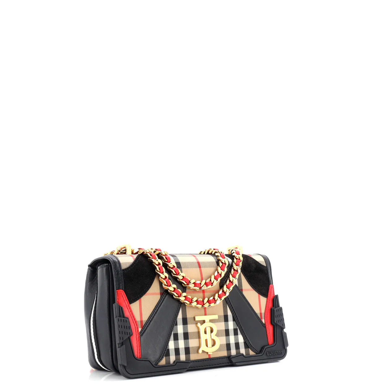 Lola Shoulder Bag Vintage Check Canvas with Leather and Suede Small - Deep Luxury