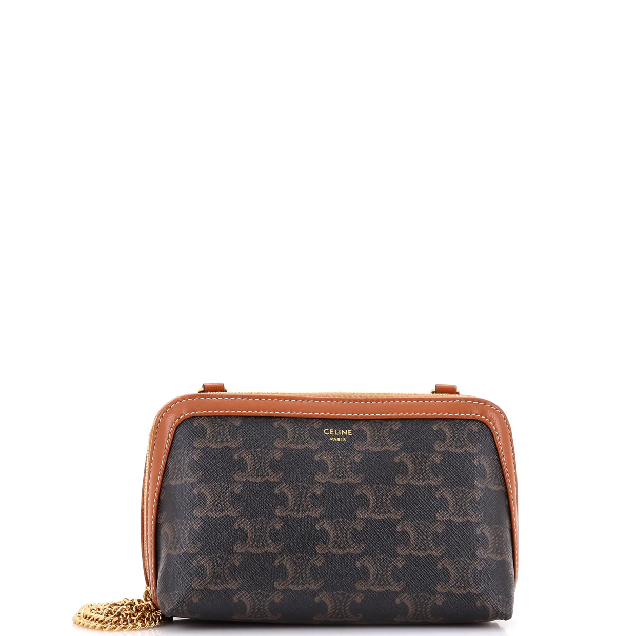 Zip Around Chain Clutch Triomphe Coated Canvas - Deep Luxury