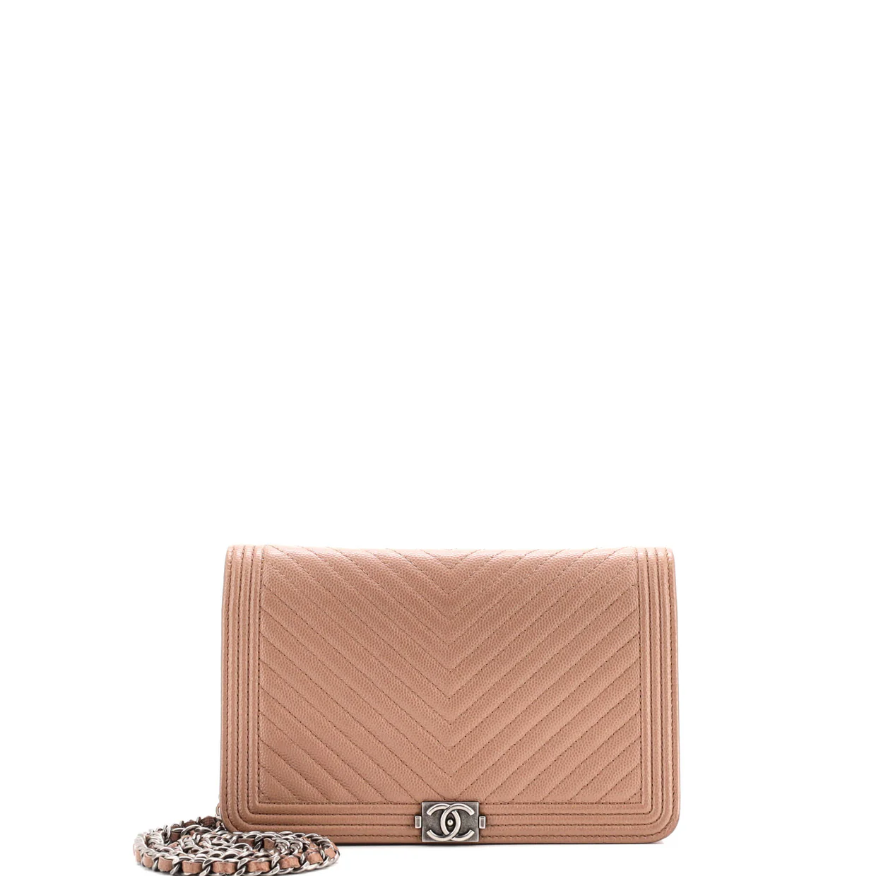 Boy Wallet on Chain Chevron Caviar - Deep Luxury