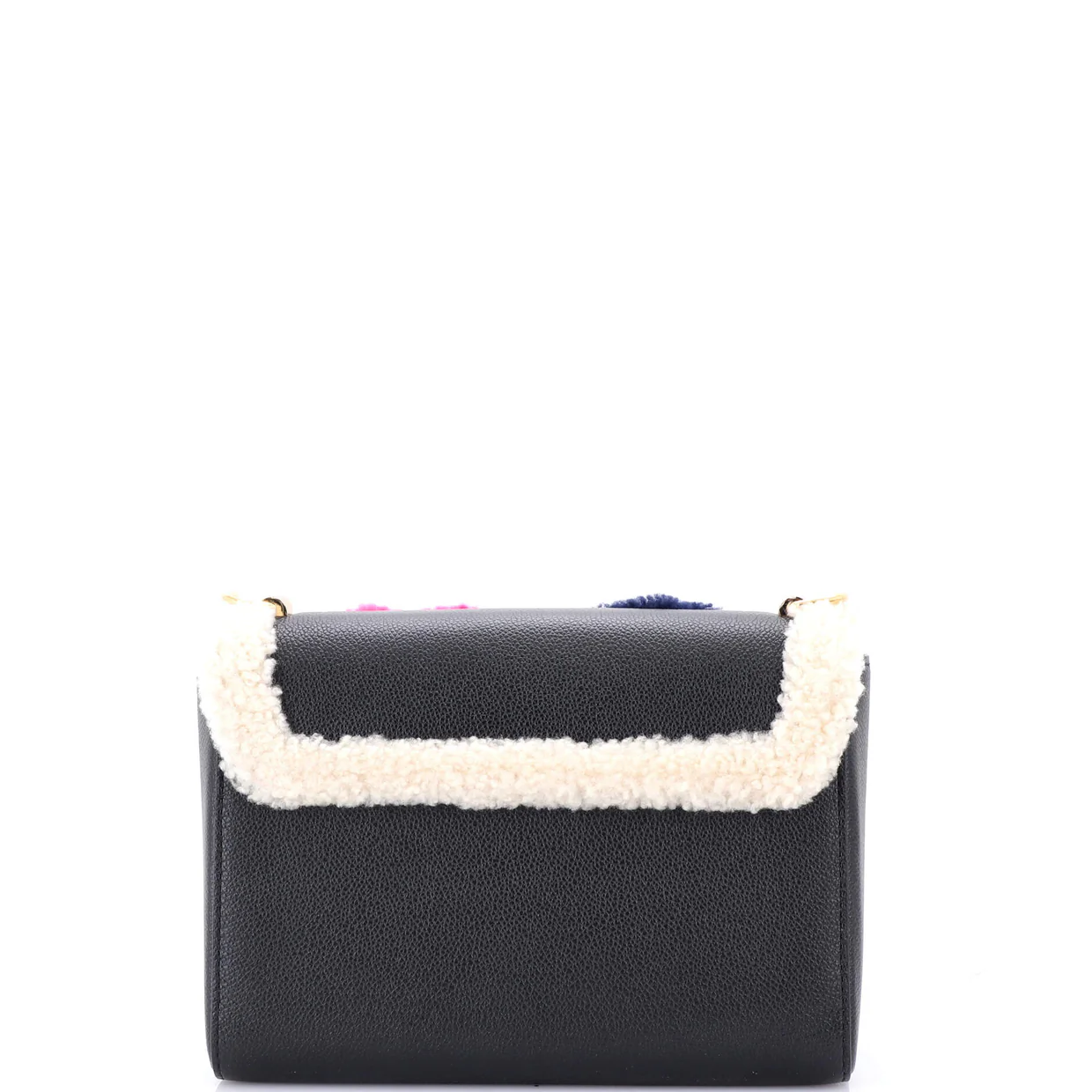 Twist Handbag Leather and Monogram Teddy Shearling MM - Deep Luxury