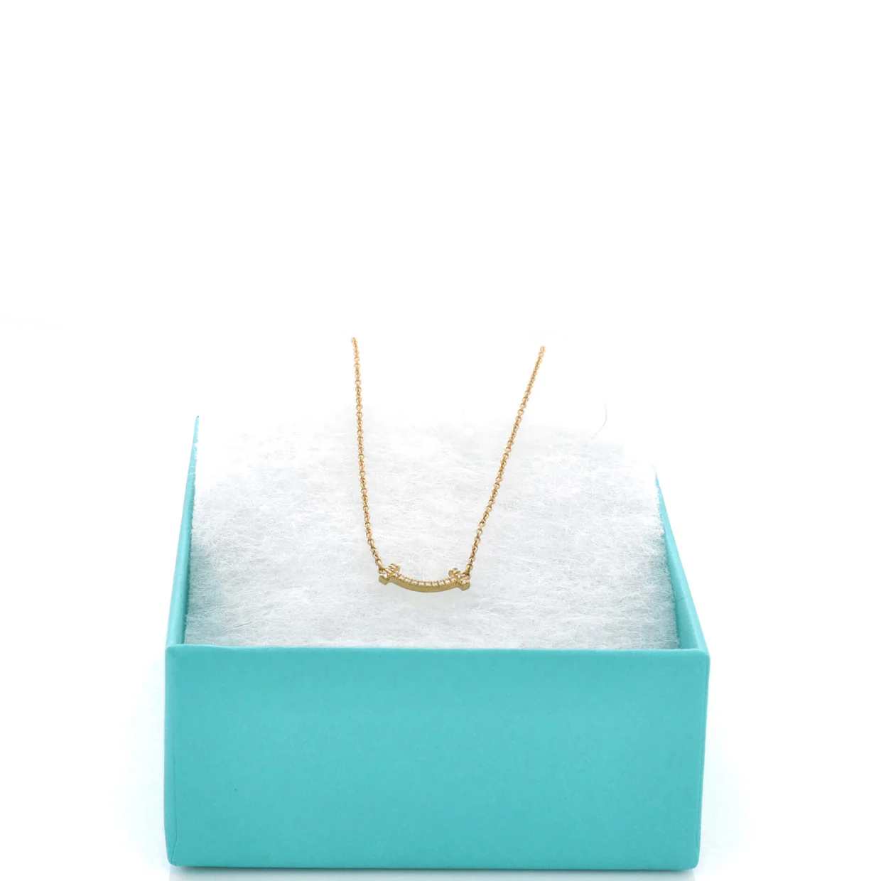 T Smile Pendant Necklace 18K Yellow Gold with Diamonds Mini - Deep Luxury